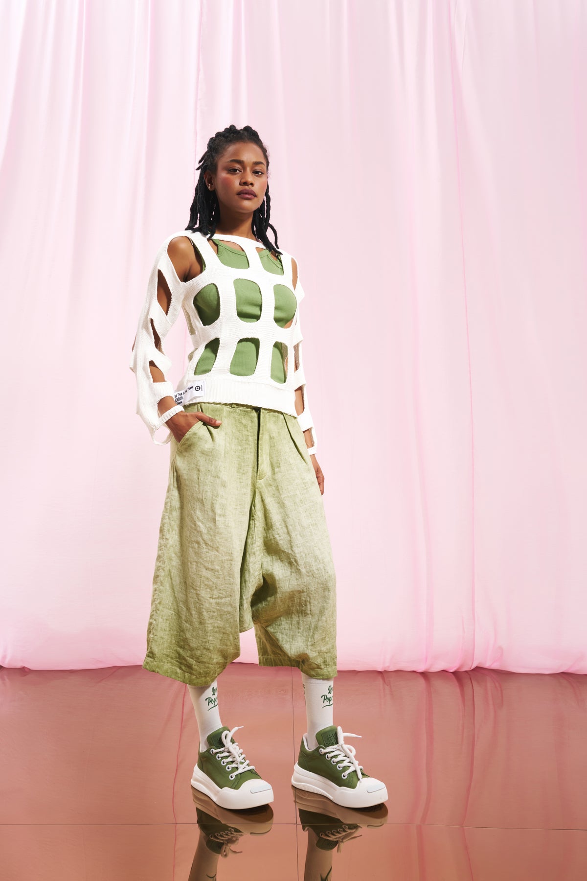 Off White Cut-out Knit Sweater 17168