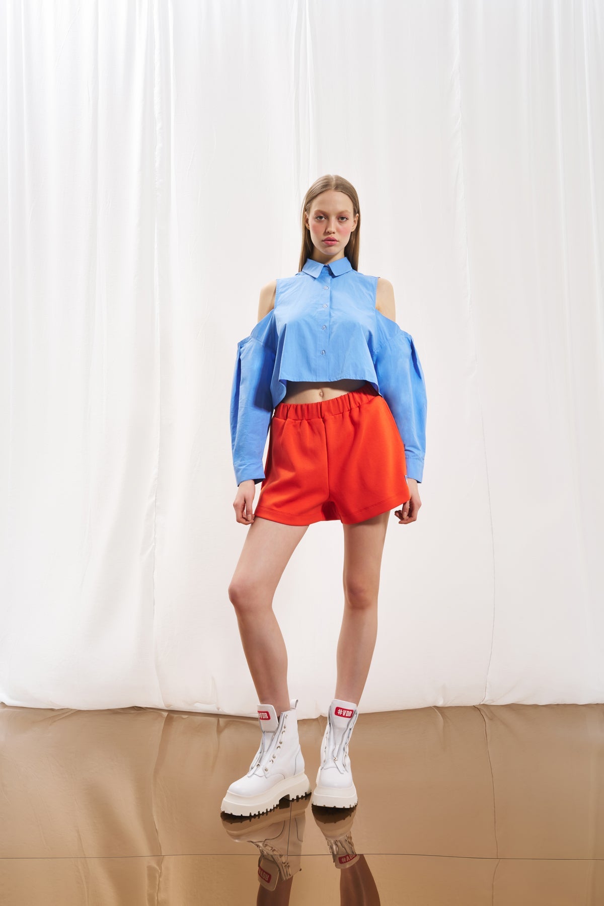 Light Indigo Cut-out Poplin Shirt 17256