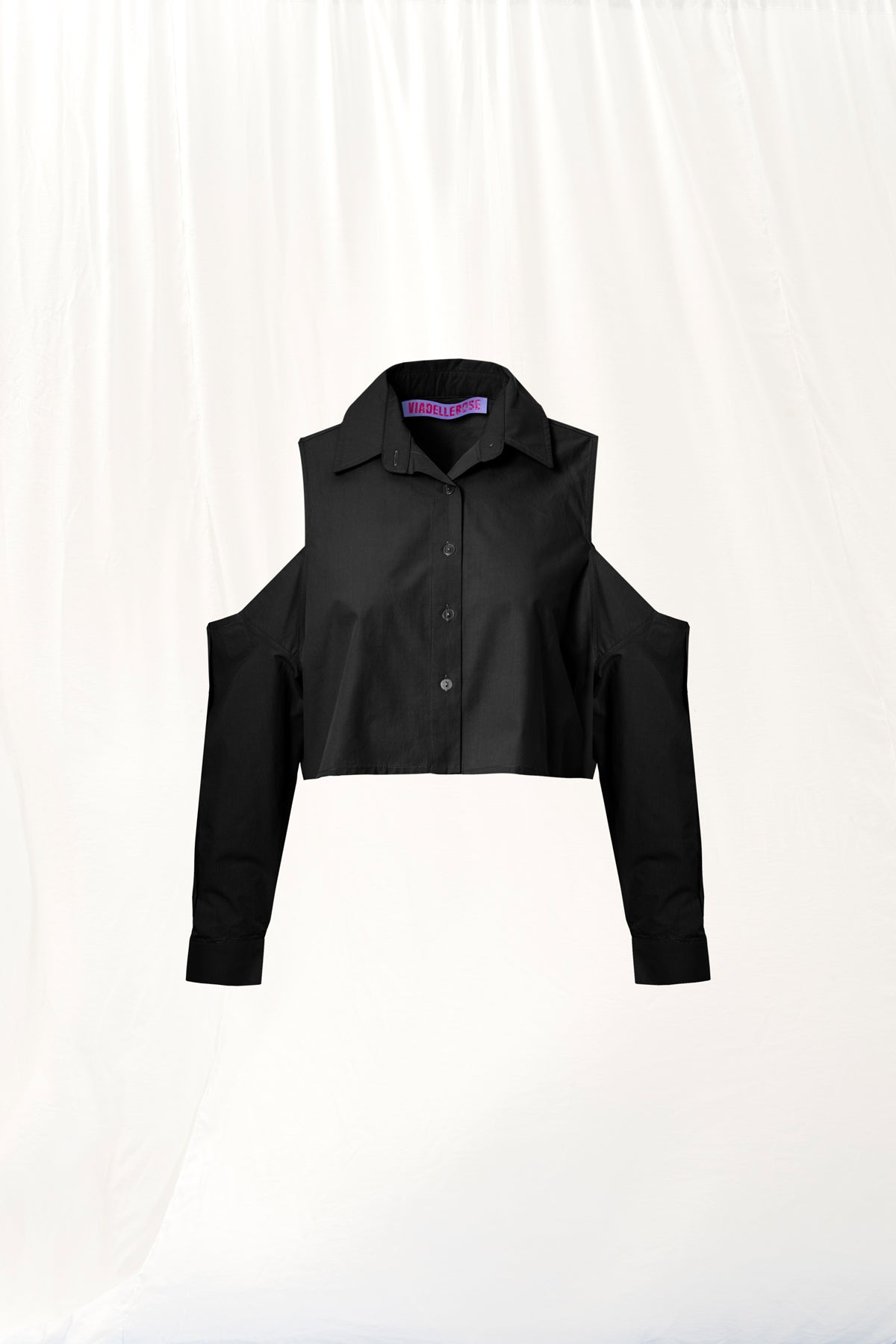 Black Cut-out Poplin Shirt 17256