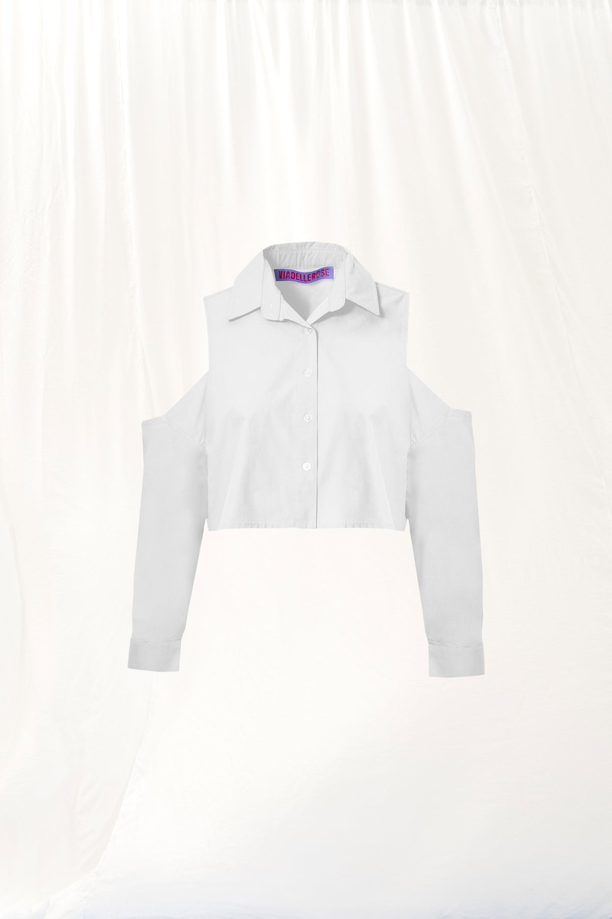 White Cut-out Poplin Shirt 17256