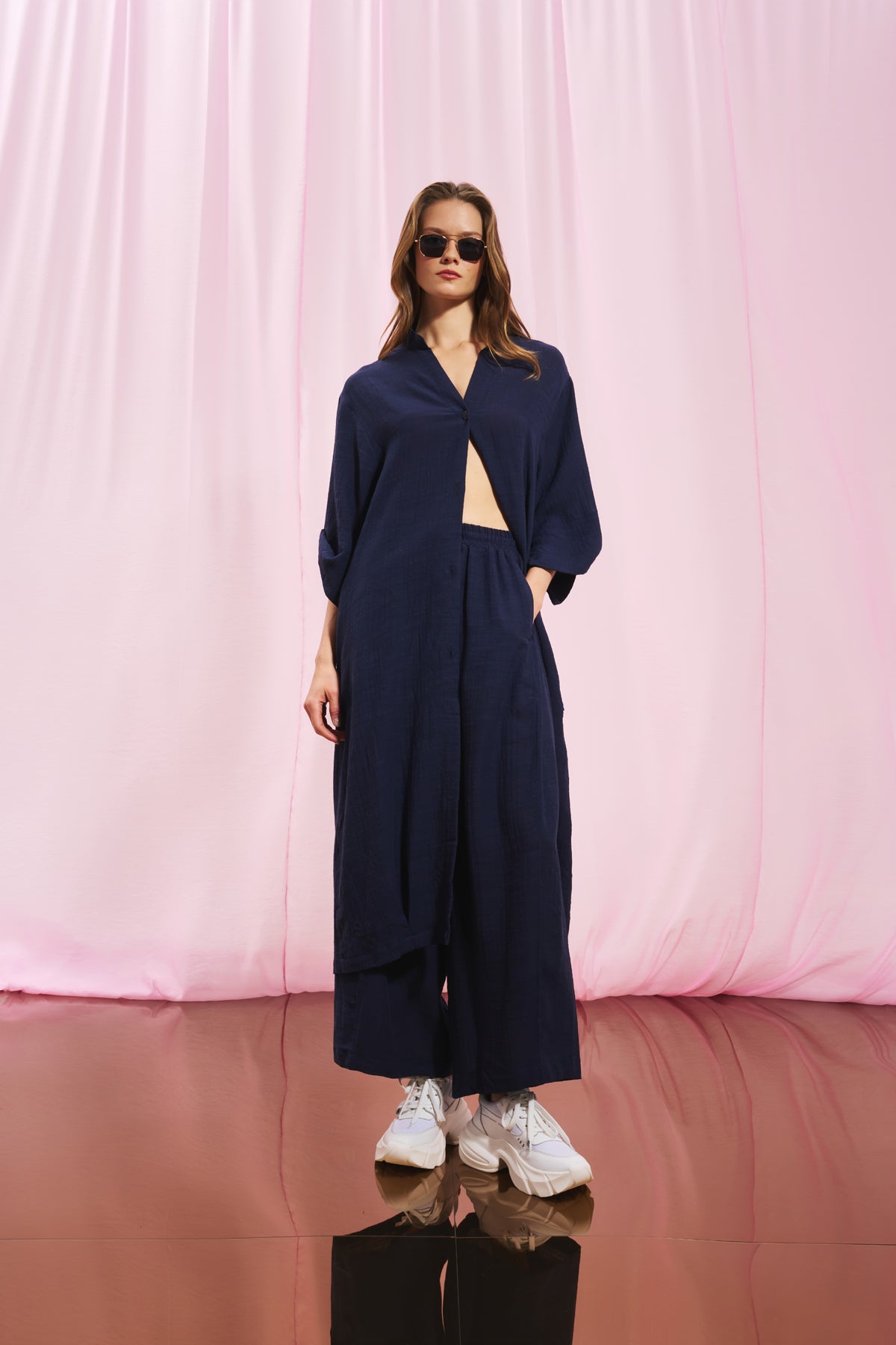 Navy Blue Linen Trousers 17272