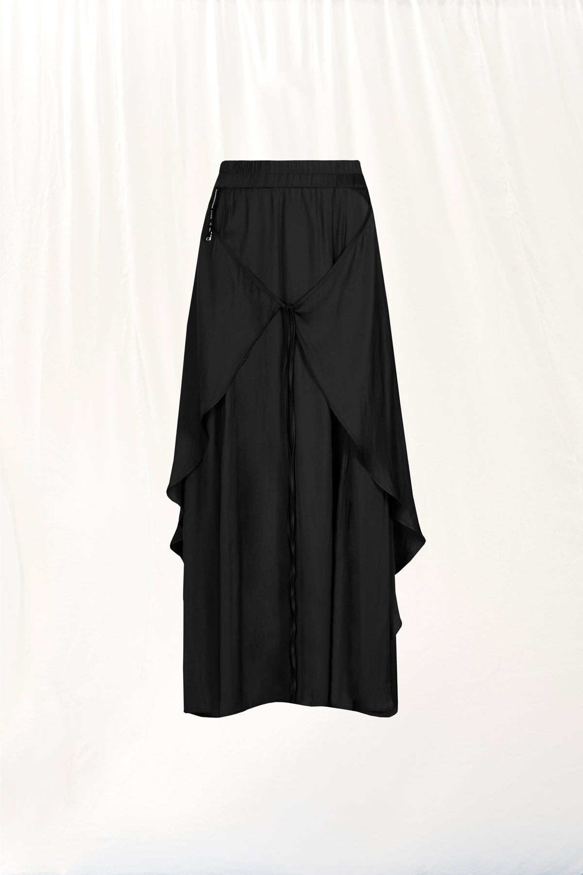 Black Satin Midi Skirt 17285