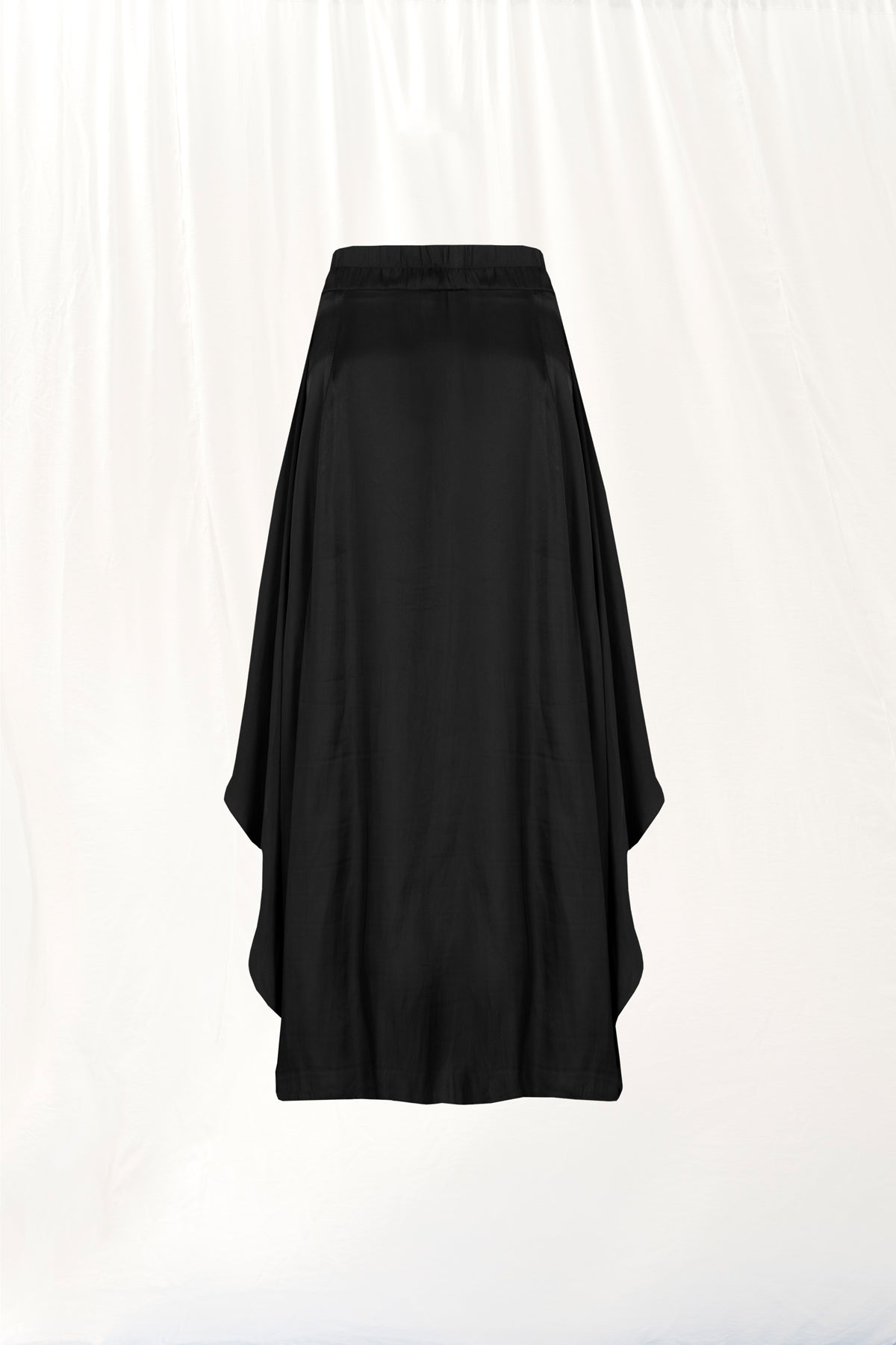 Black Satin Midi Skirt 17285