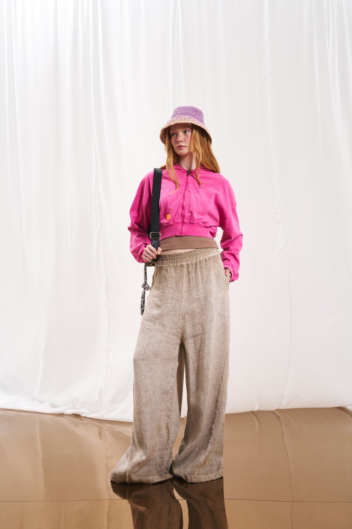 Mink Wide-leg Linen Trousers 17310