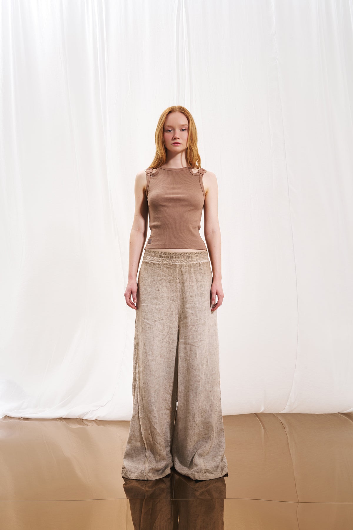 Mink Wide-leg Linen Trousers 17310
