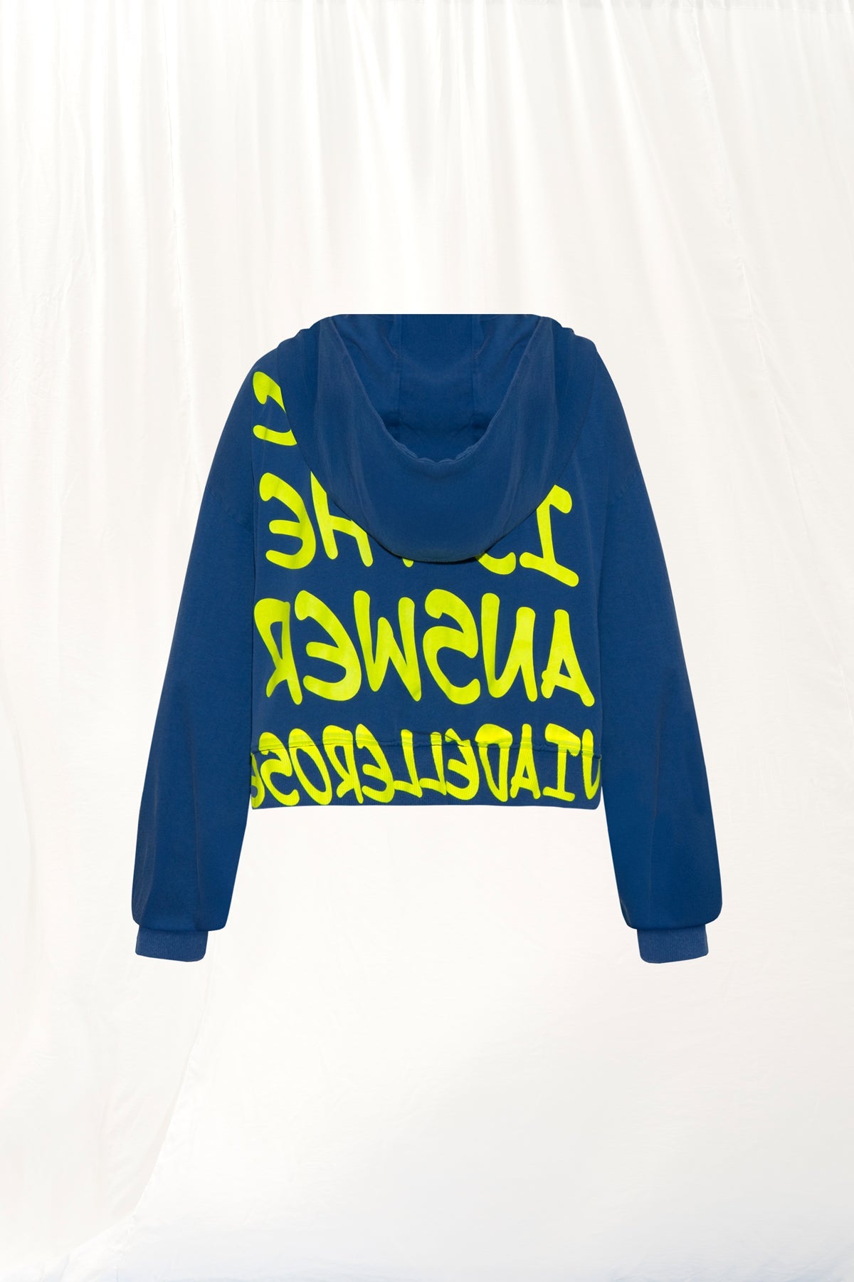 Blue Slogan Print Hooded Sweatshirt 17362