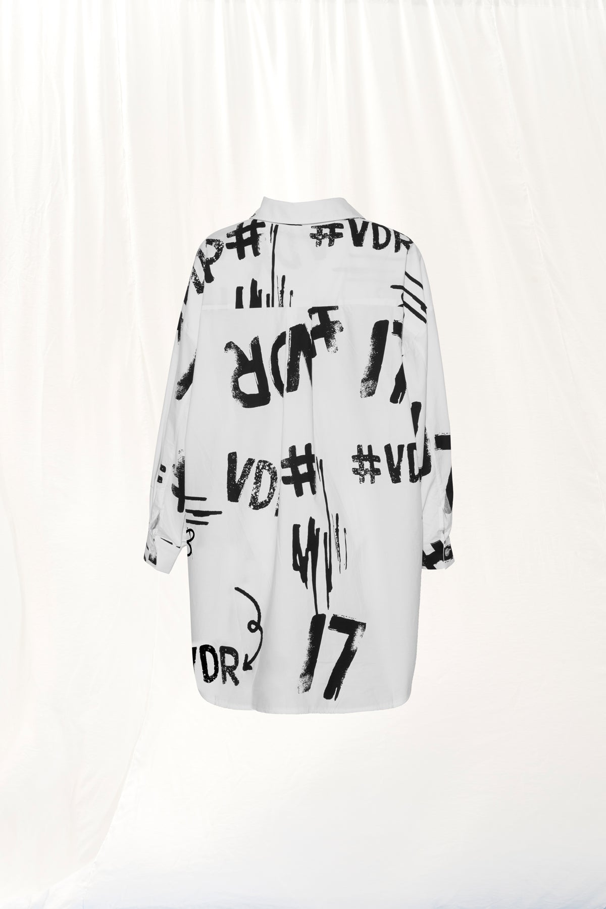 White Print Oversize Shirt 17378