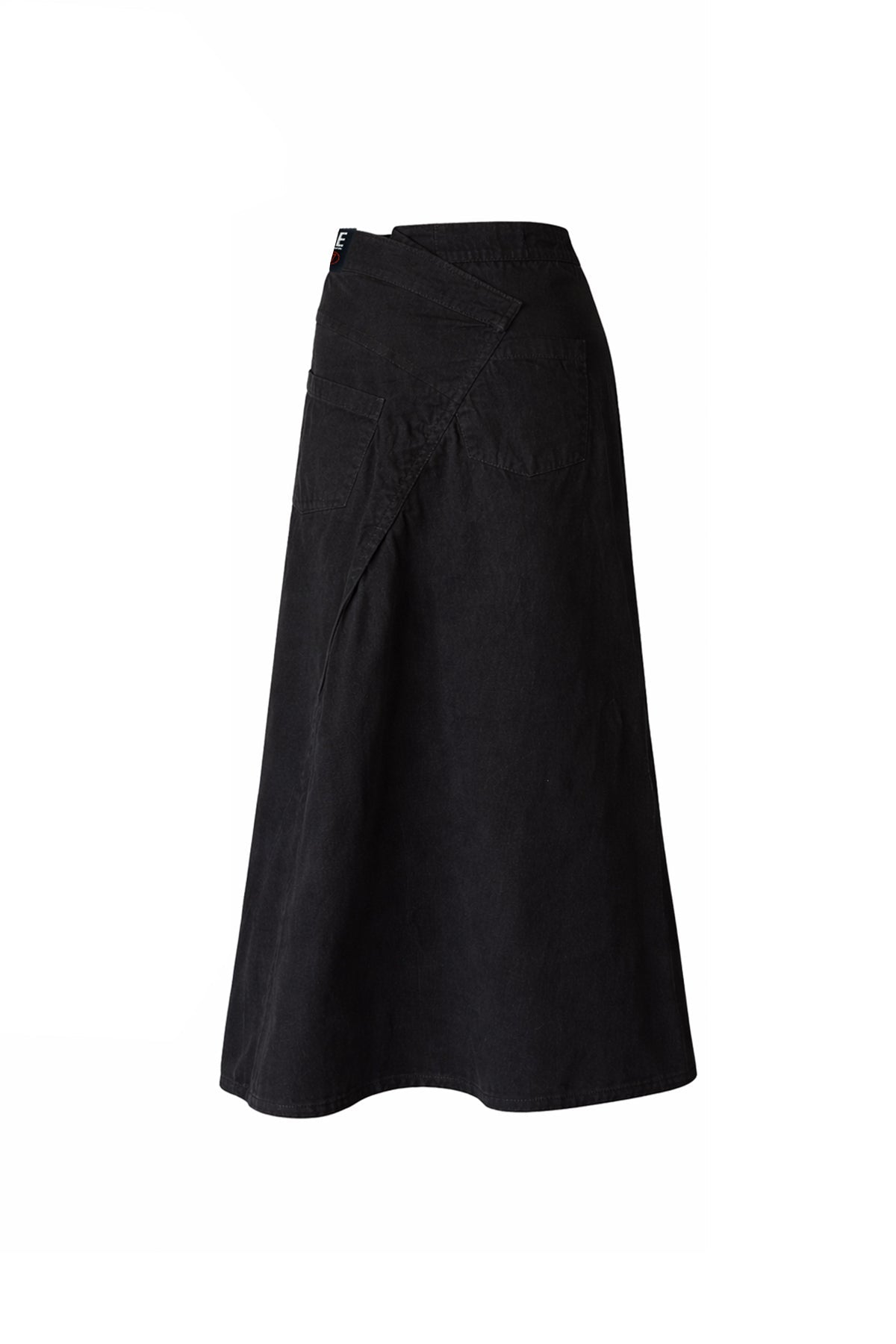 Black Asymmetric Slit Detailed Long Skirt 19051