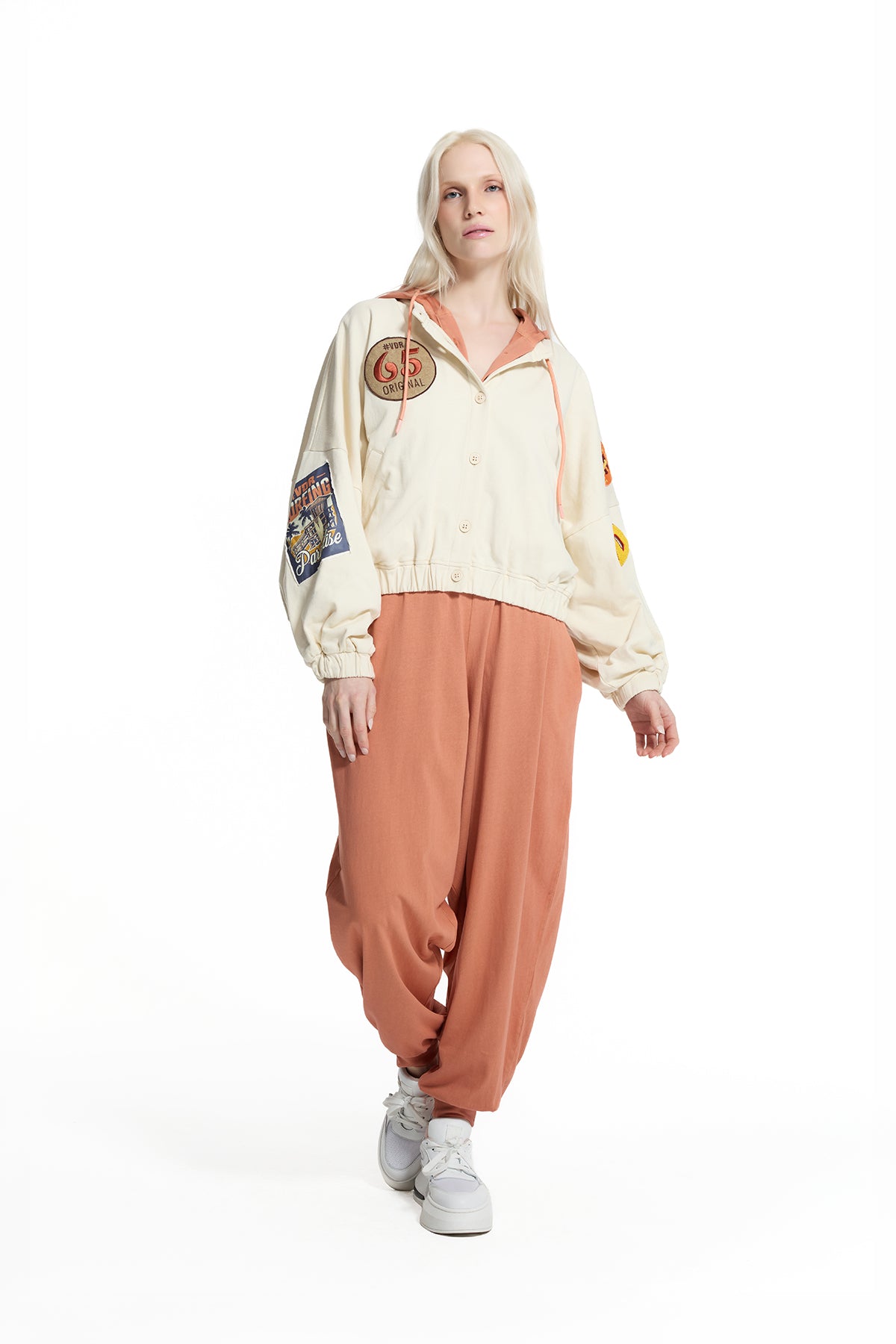 Cream Patch Detail Bomber Jacket 19109