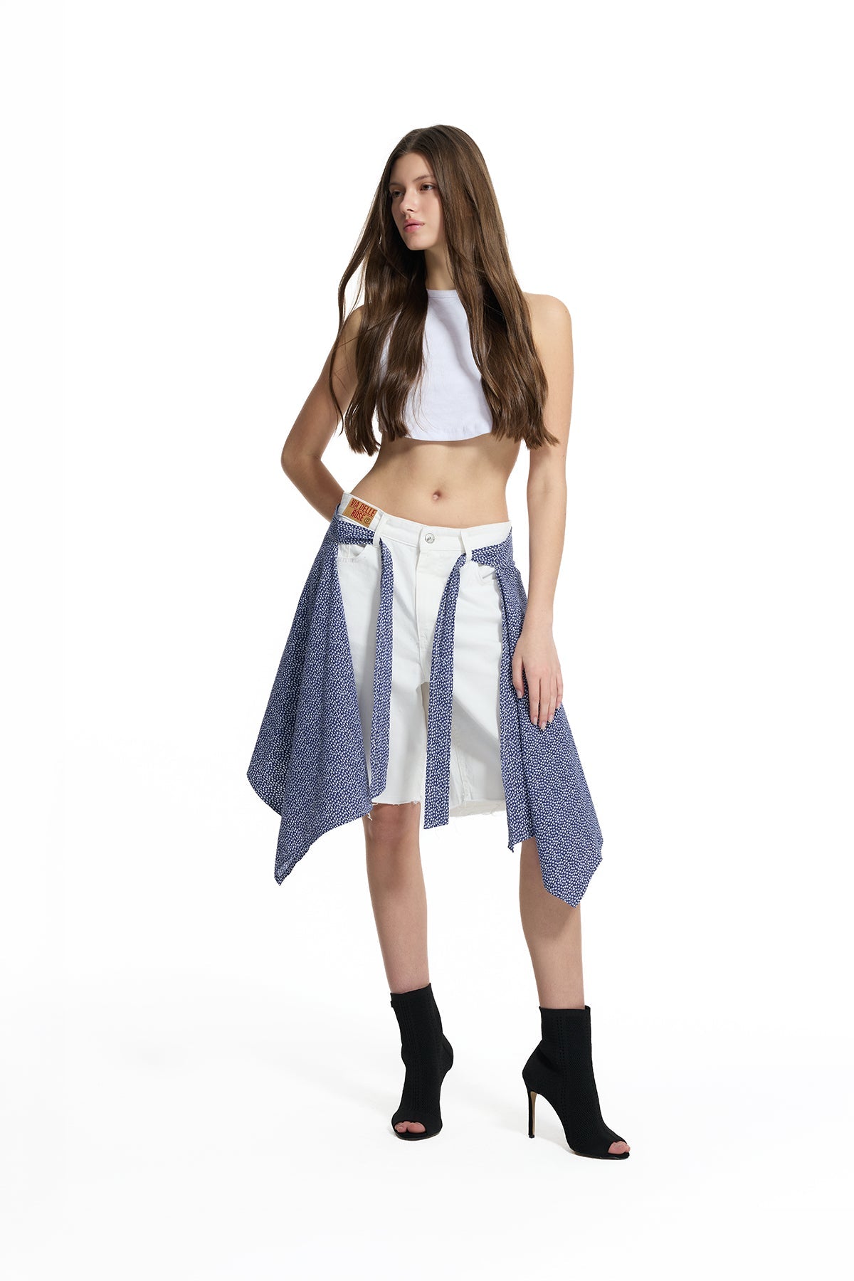 White Layered Pareo Shorts 19118