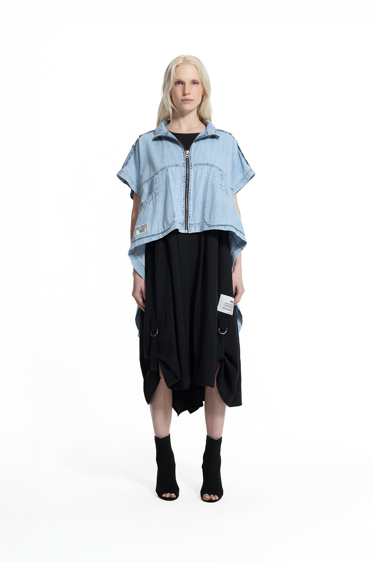 Ice Blue Asymmetric Denim Coat 19121