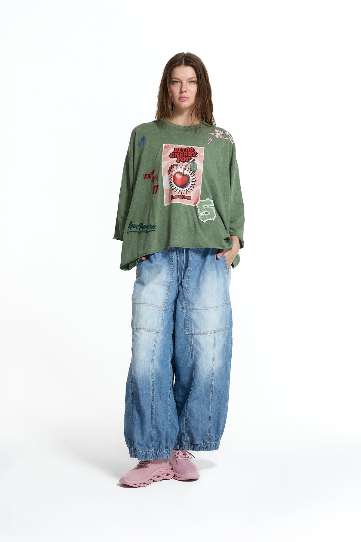 Khaki Washed Printed T-shirt 19154