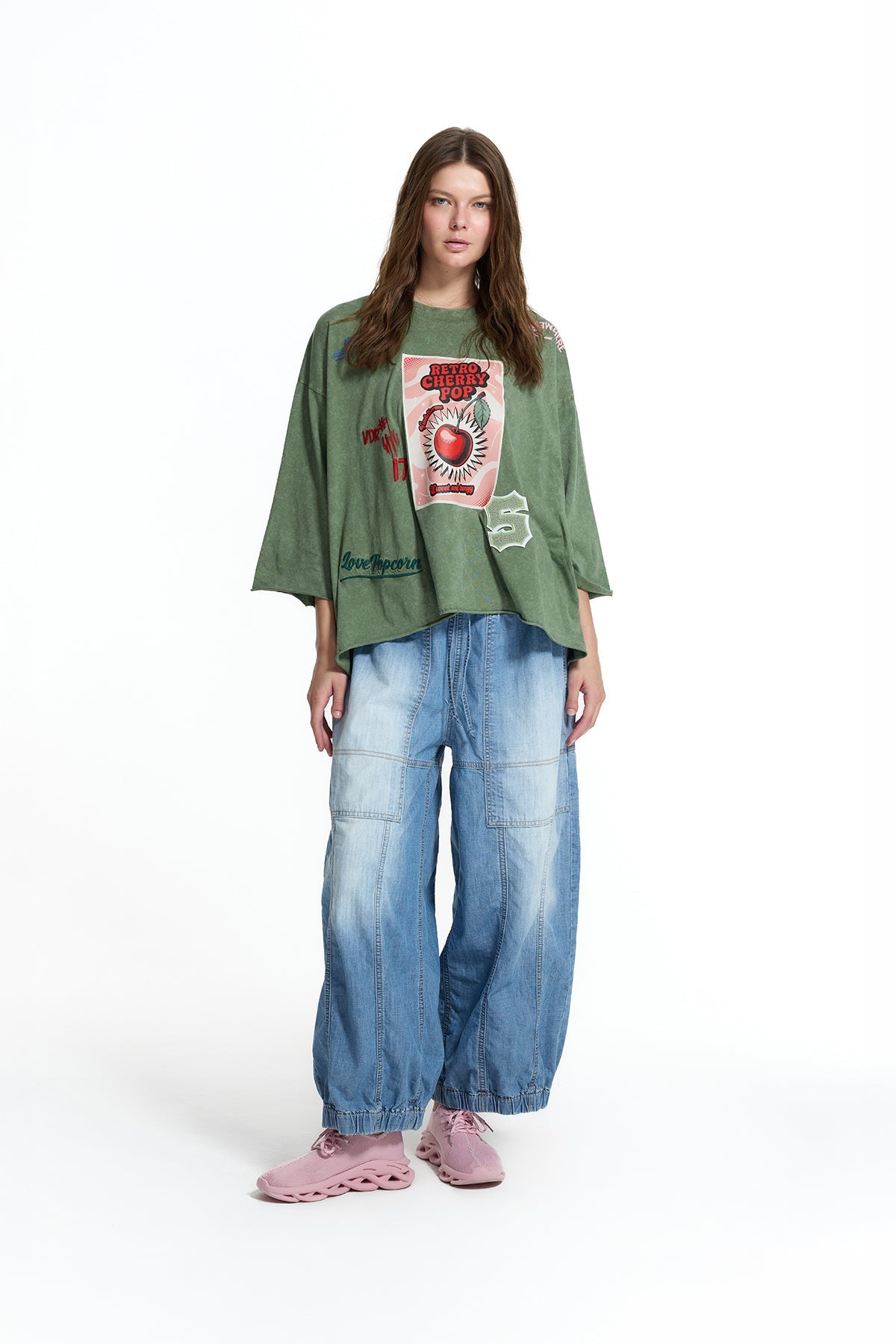 Khaki Washed Printed T-shirt 19154
