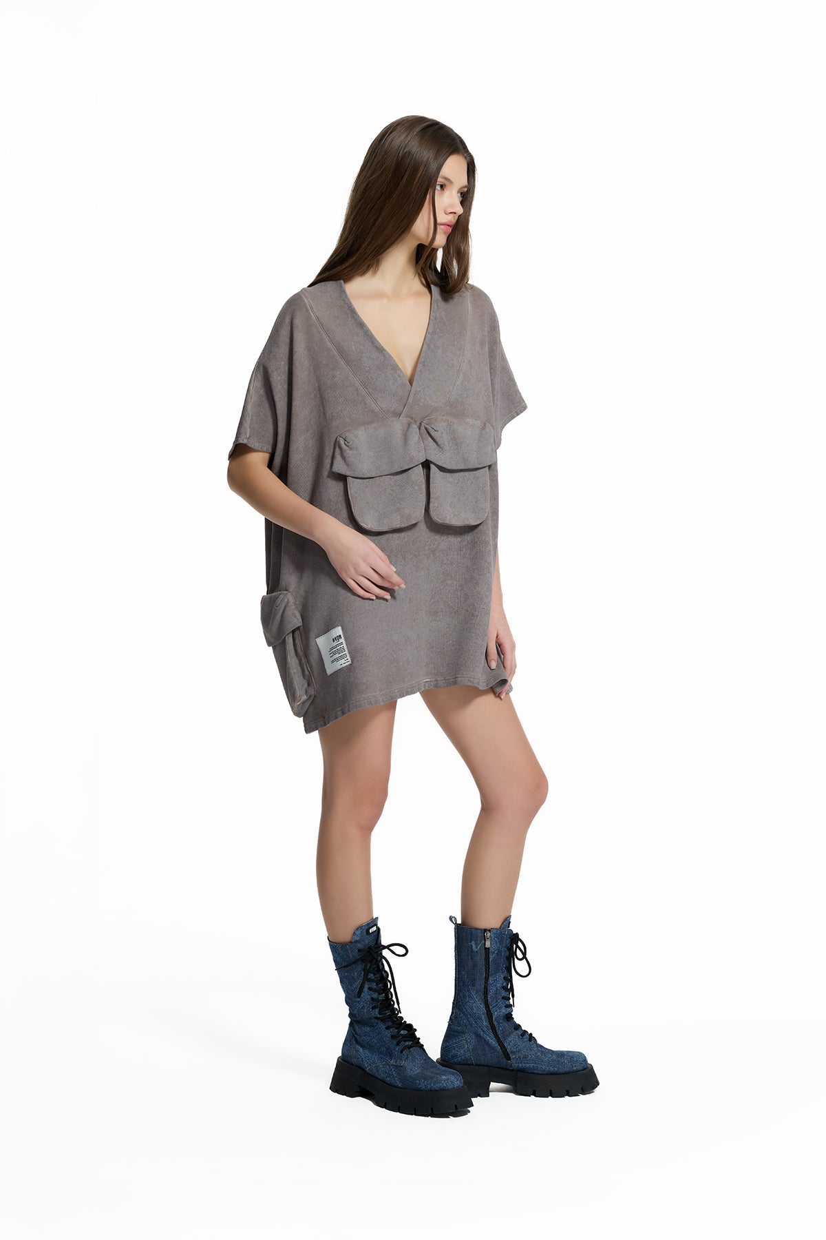 Mink Beige Appliqué Pocket Oversized Sweatshirt 19194