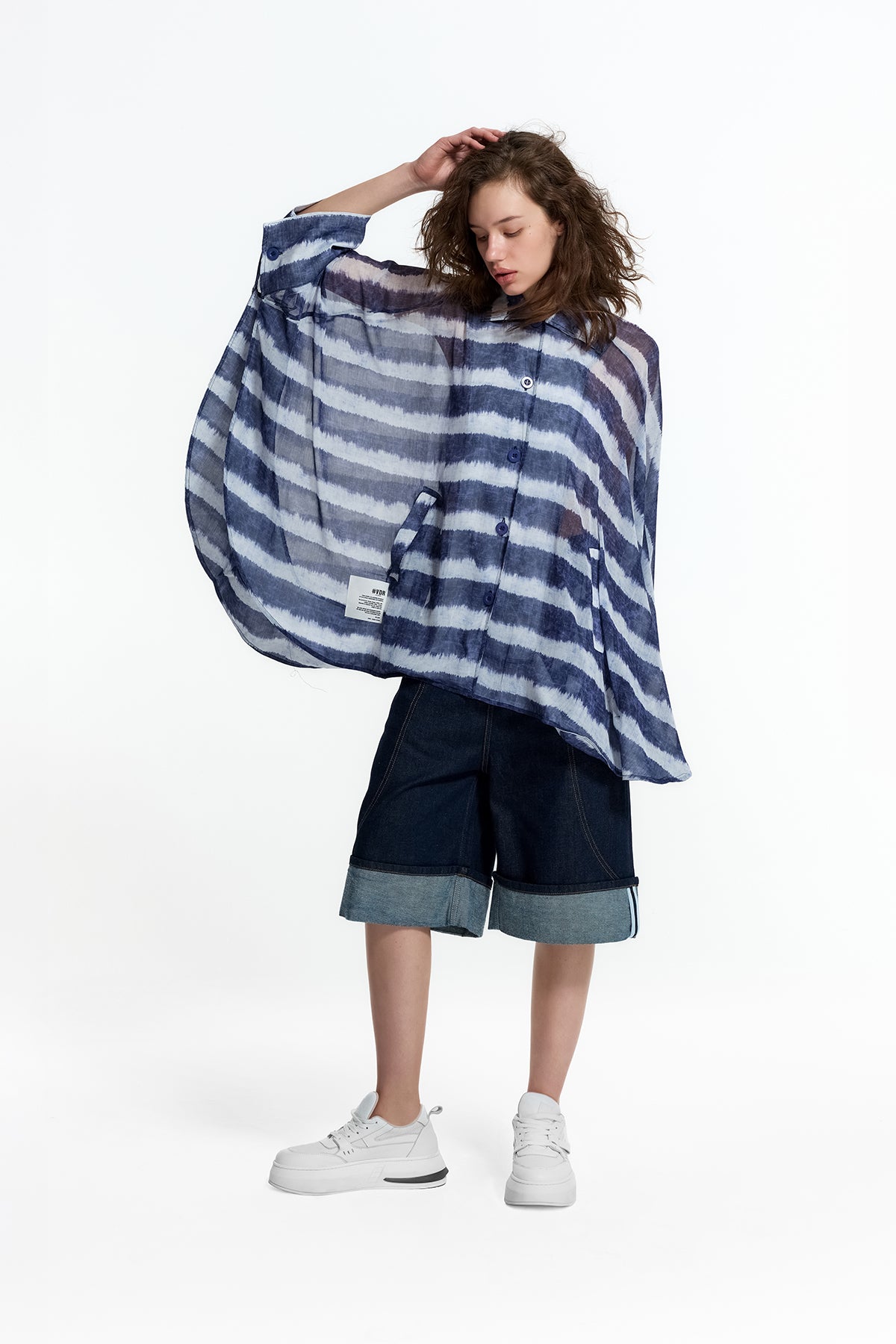 Blue White Striped Oversize Shirt 19210
