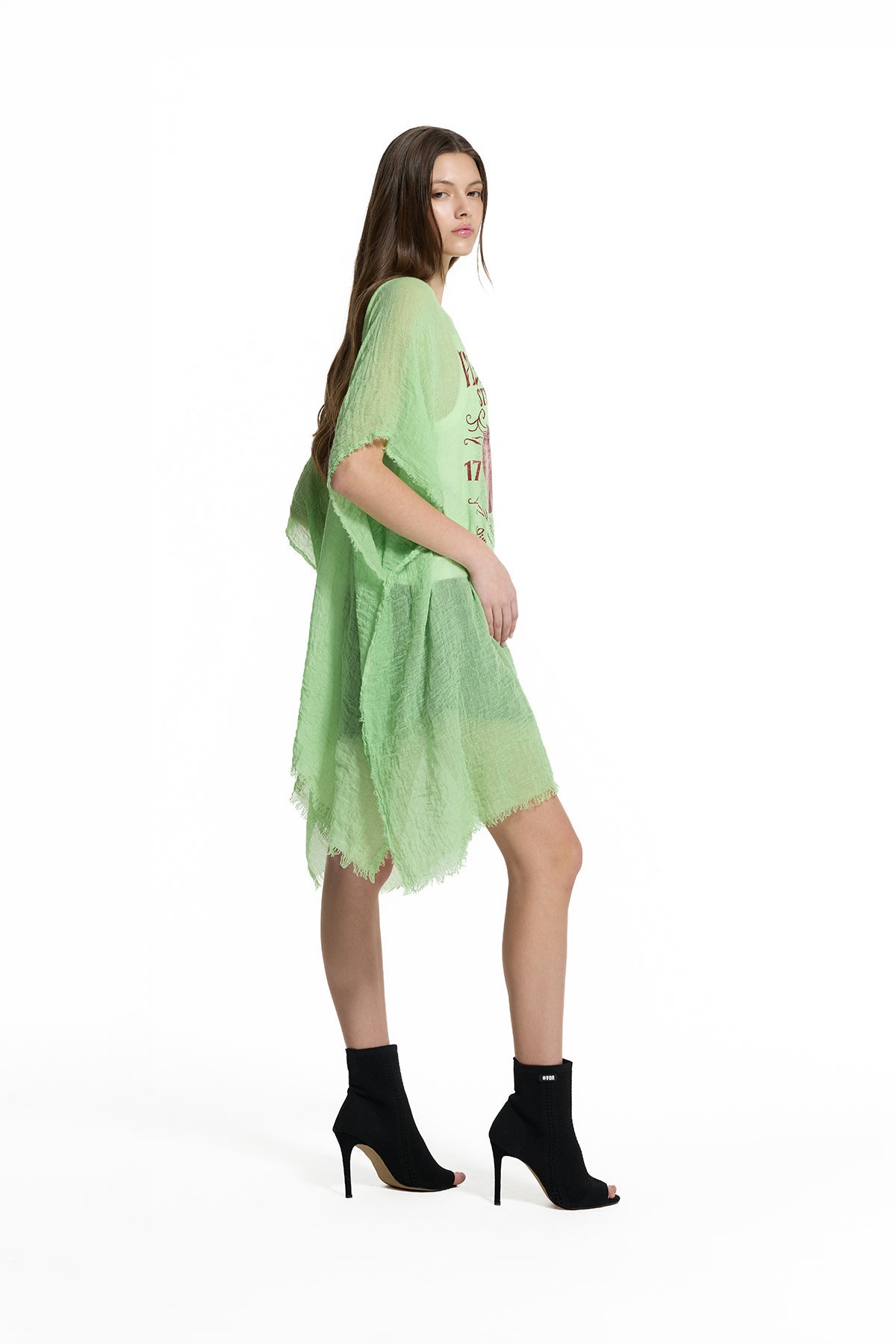 Pistachio Green Strawberry Print Oversize Pareo 19212