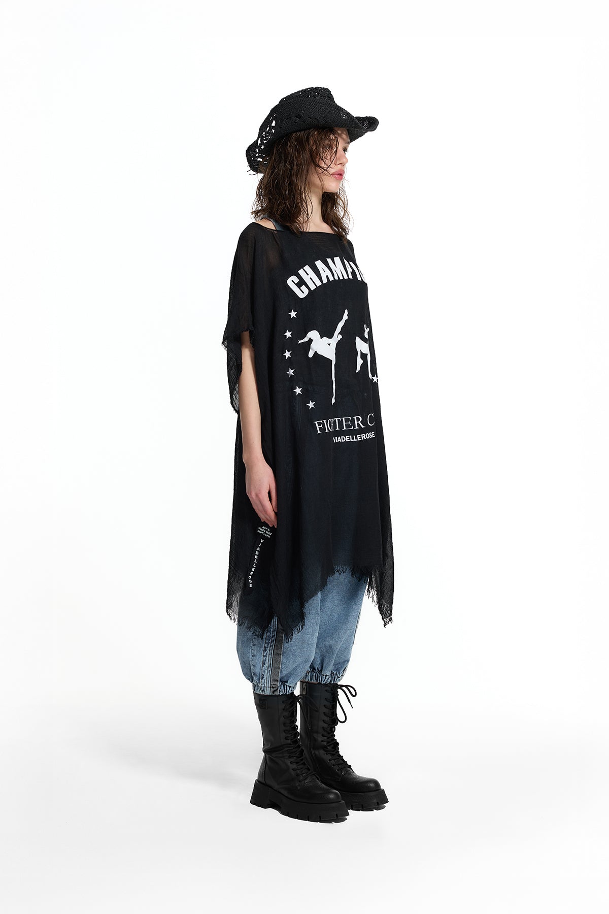Black Printed Fringe Detail Pareo 19213