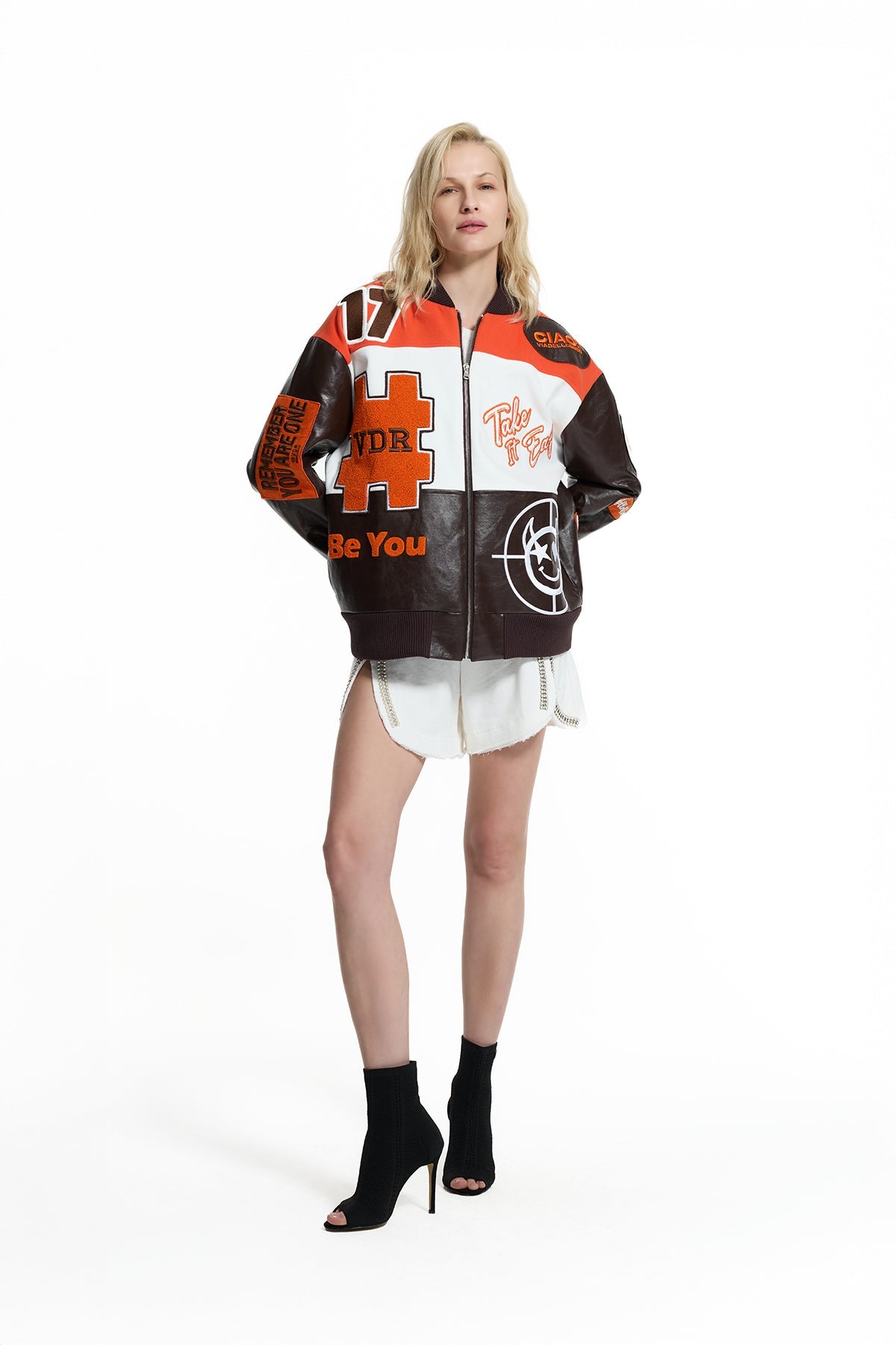 Brown Orange Bomber Jacket 19217