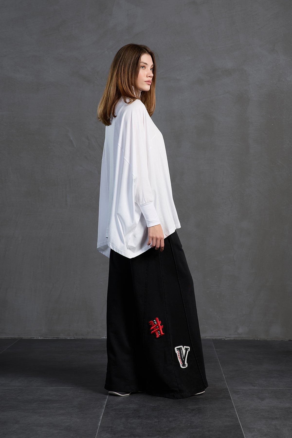 White Turtleneck Long Sleeve Oversized Blouse 18044