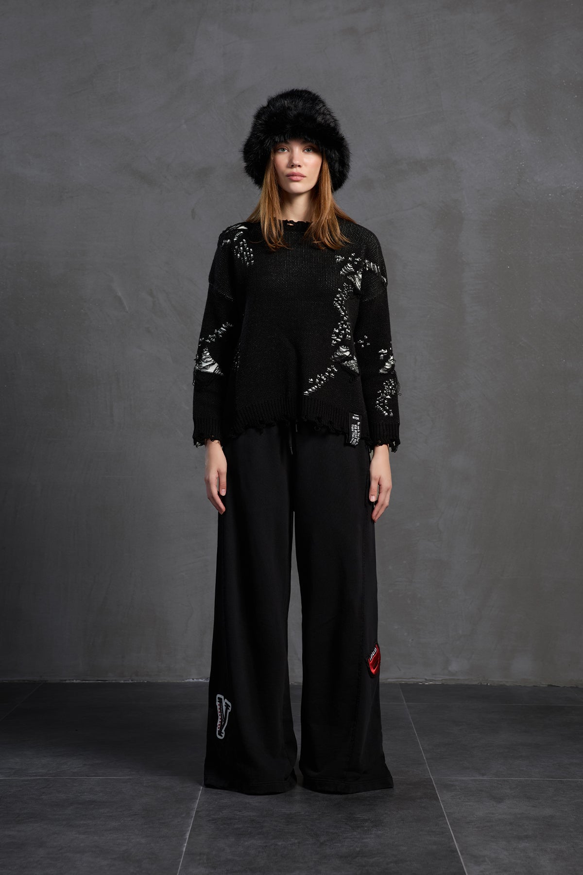 Black Off White Oversized Knit Sweater 18051