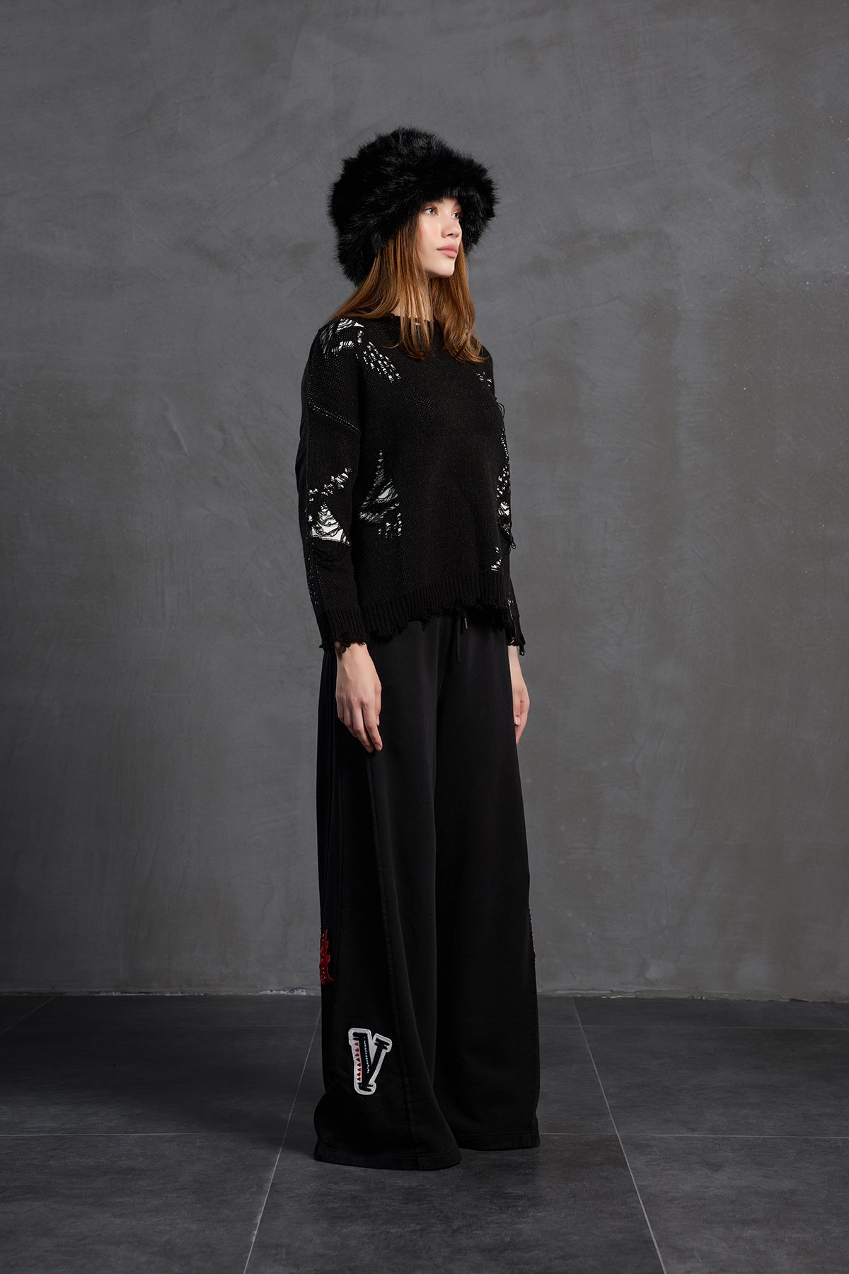 Black Off White Oversized Knit Sweater 18051