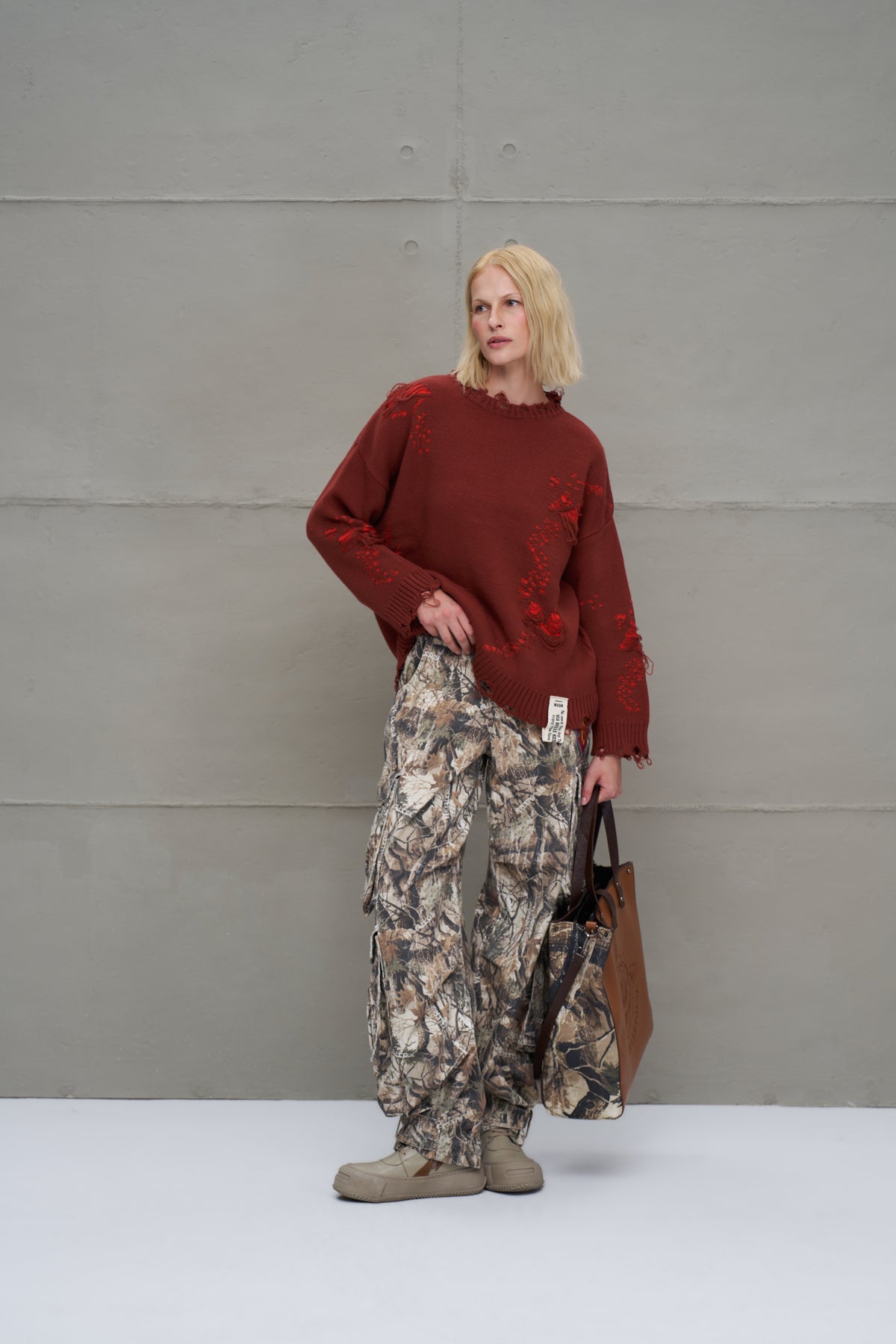 Brown Orange Knit Sweater 18051