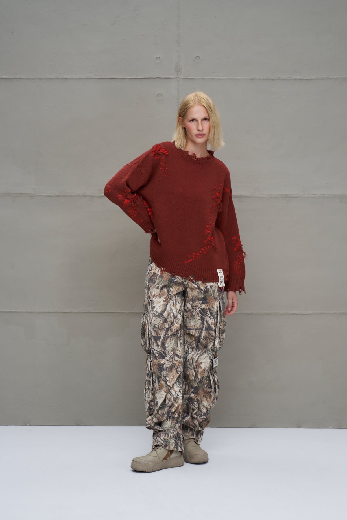 Brown Orange Knit Sweater 18051