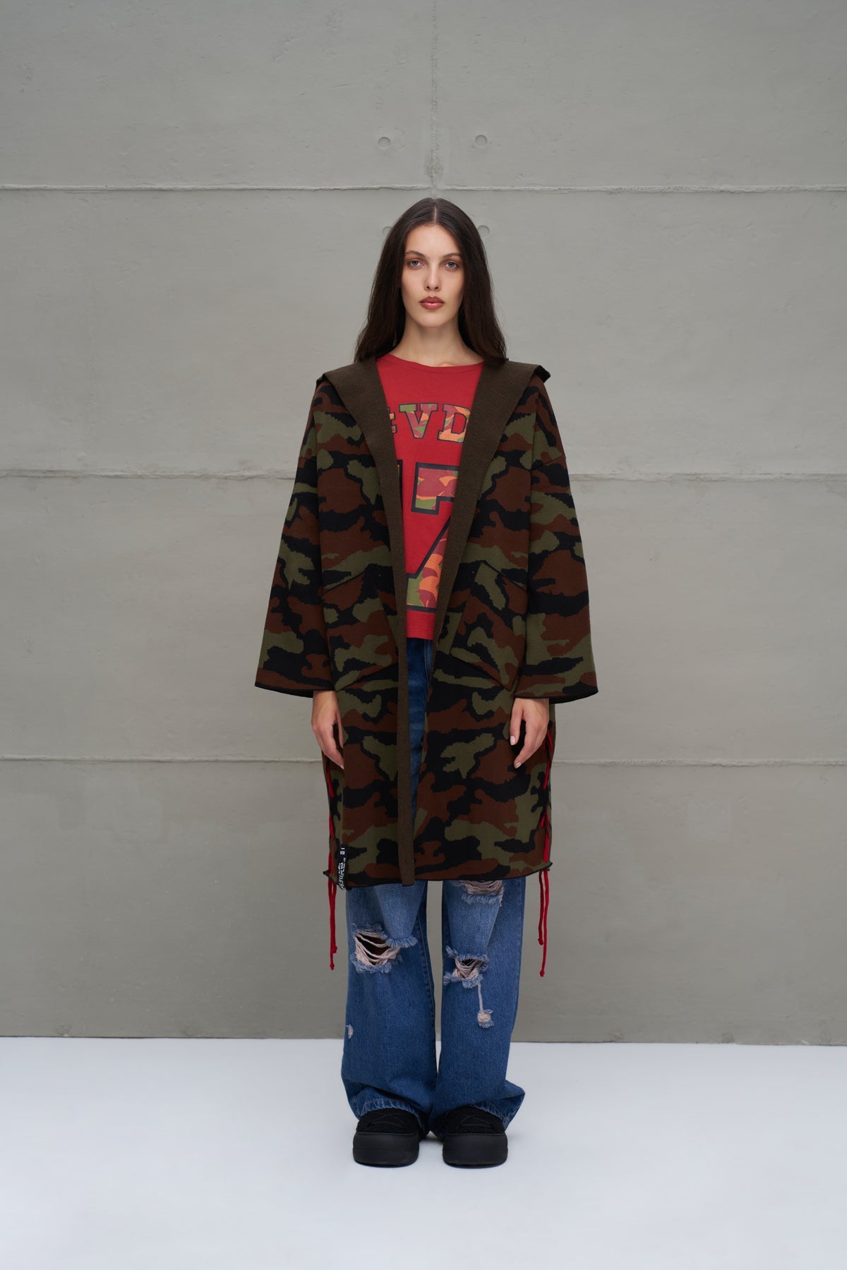 Black Khaki Maroon Knit Cardigan 18056