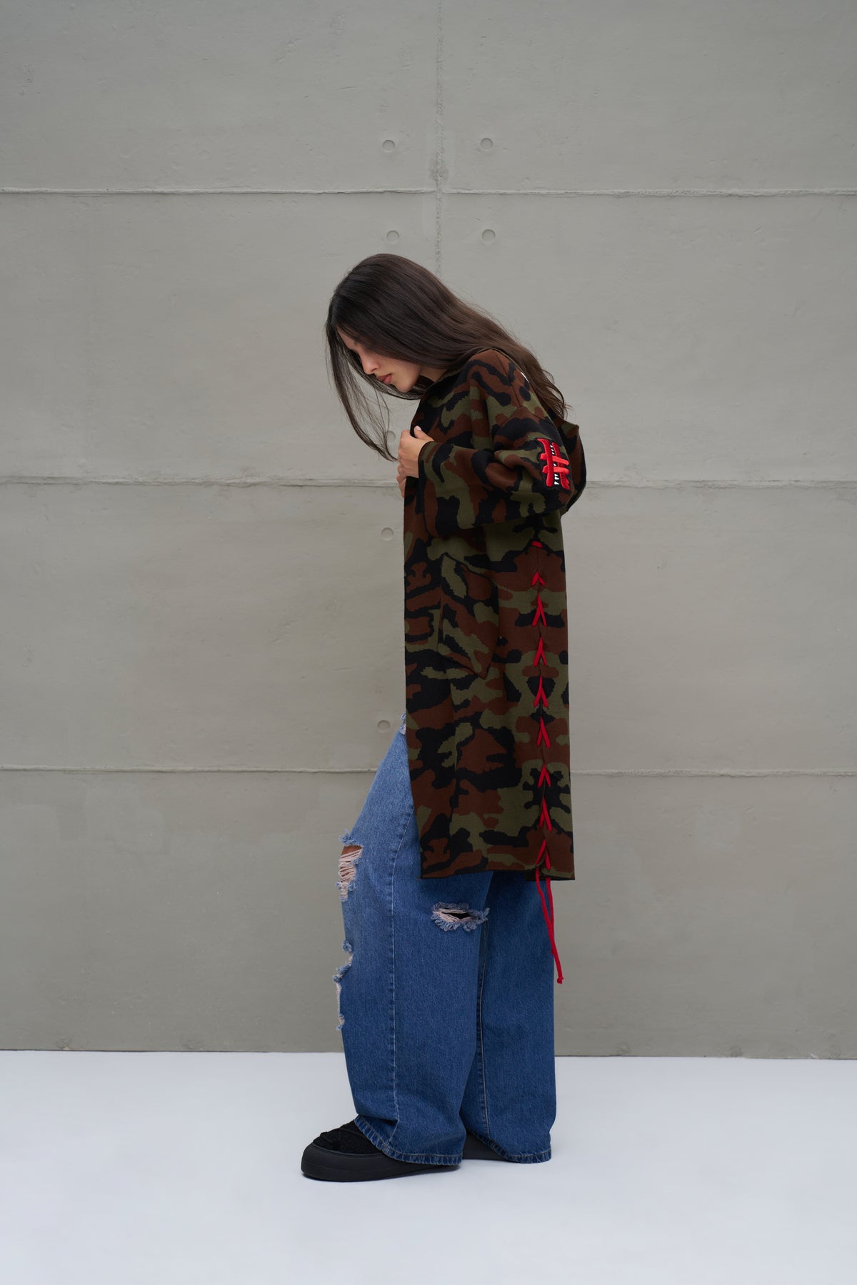 Black Khaki Maroon Knit Cardigan 18056