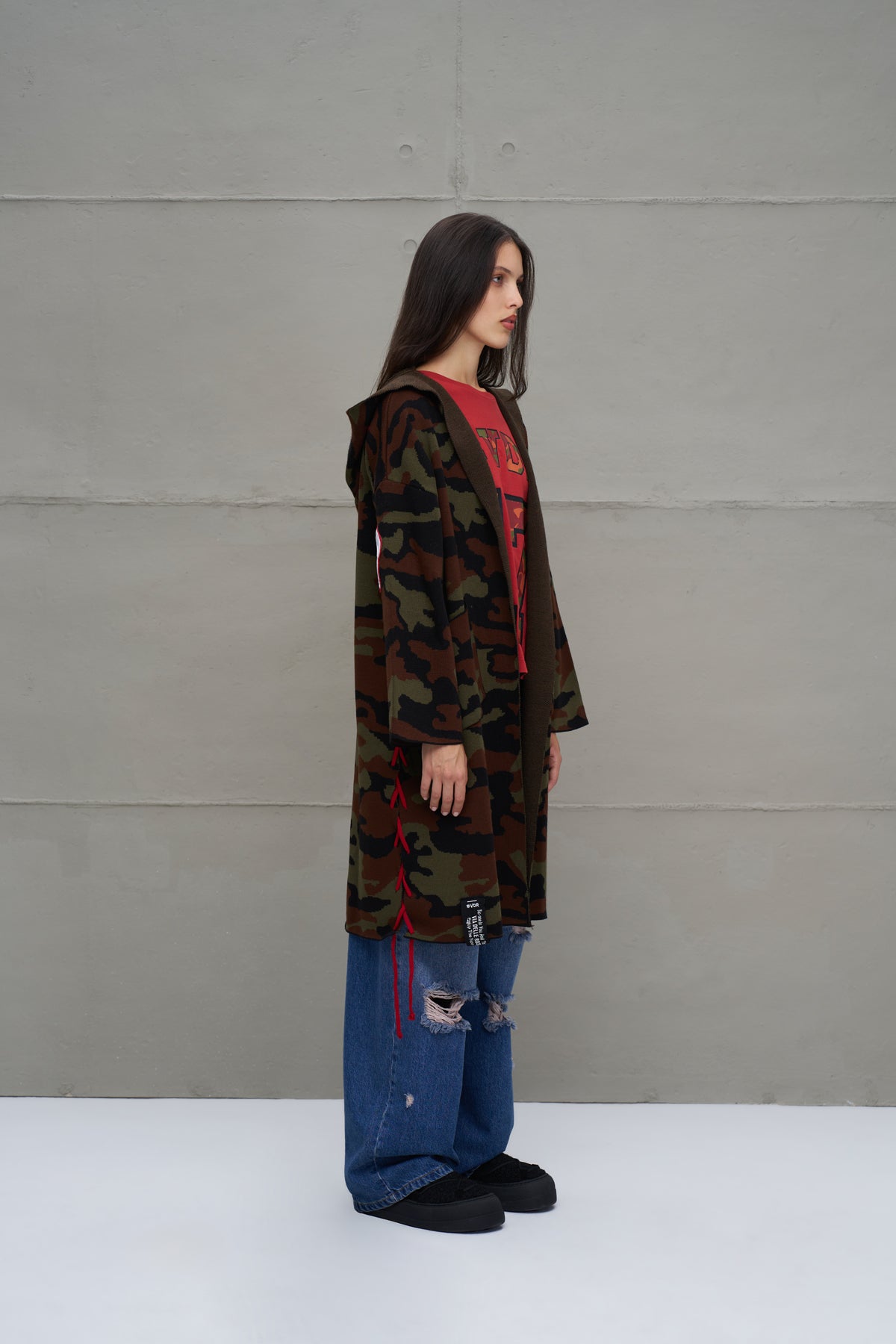 Black Khaki Maroon Knit Cardigan 18056