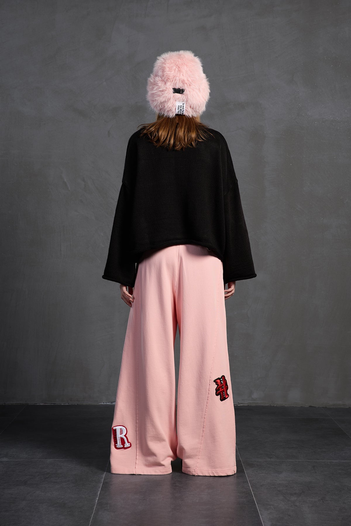 Black Printed Oversized Knit Sweater 18057