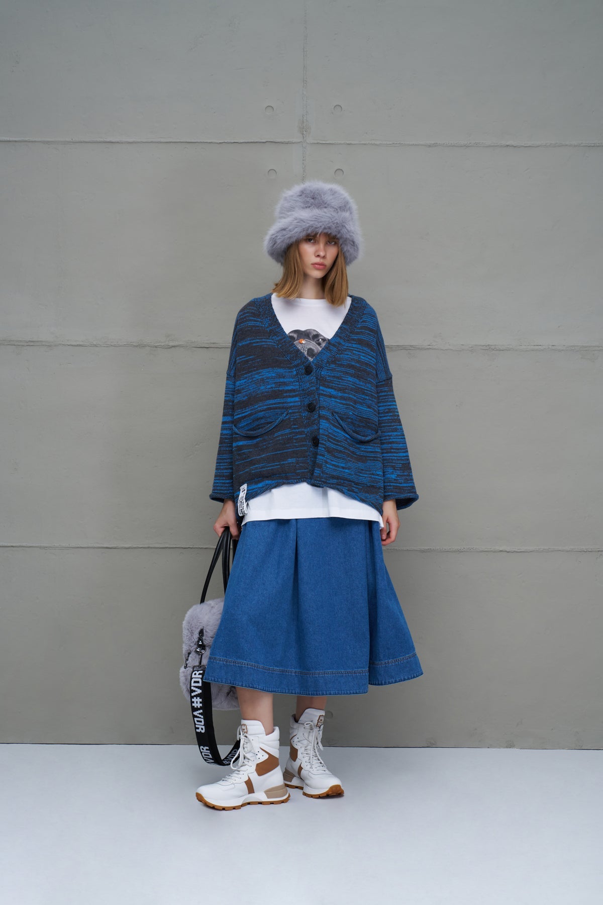 Anthracite Blue Knit Cardigan 18062