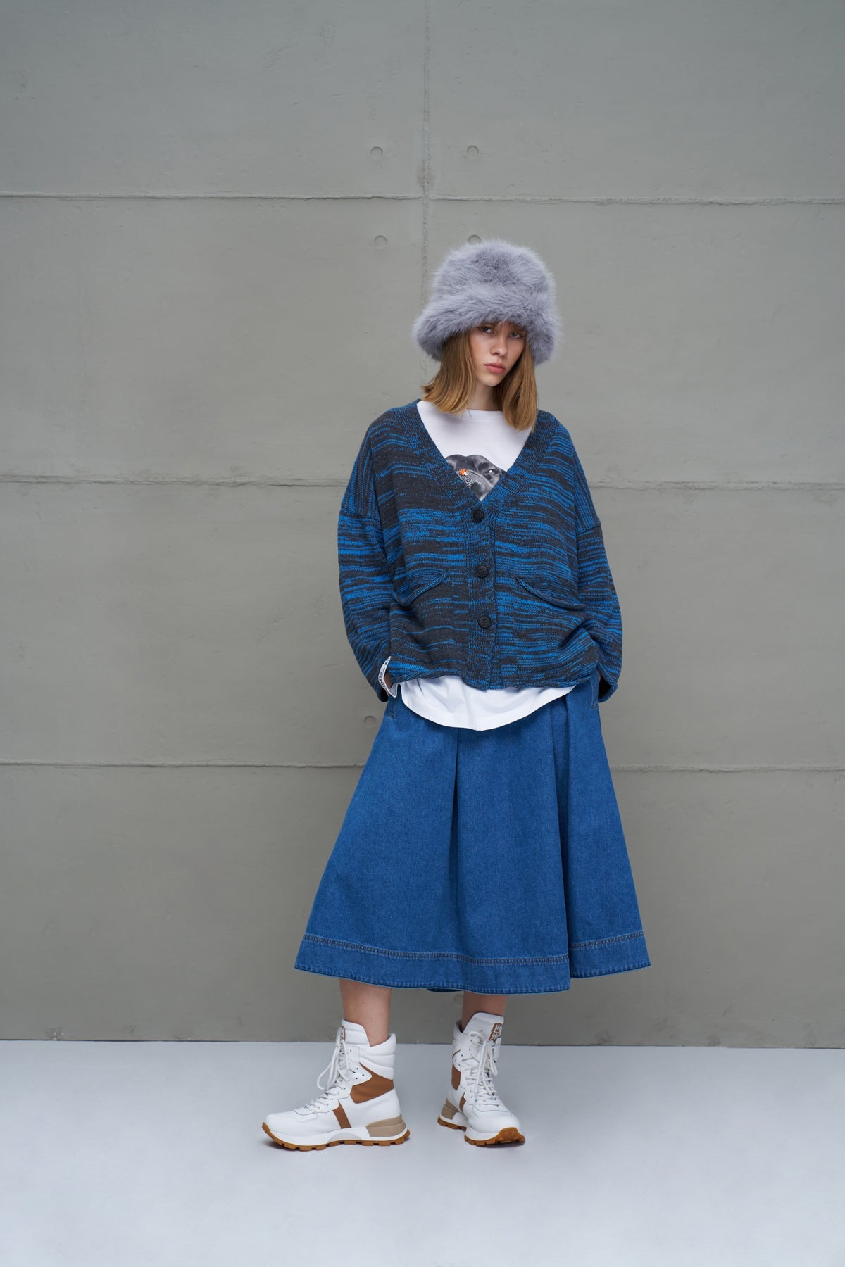 Anthracite Blue Knit Cardigan 18062