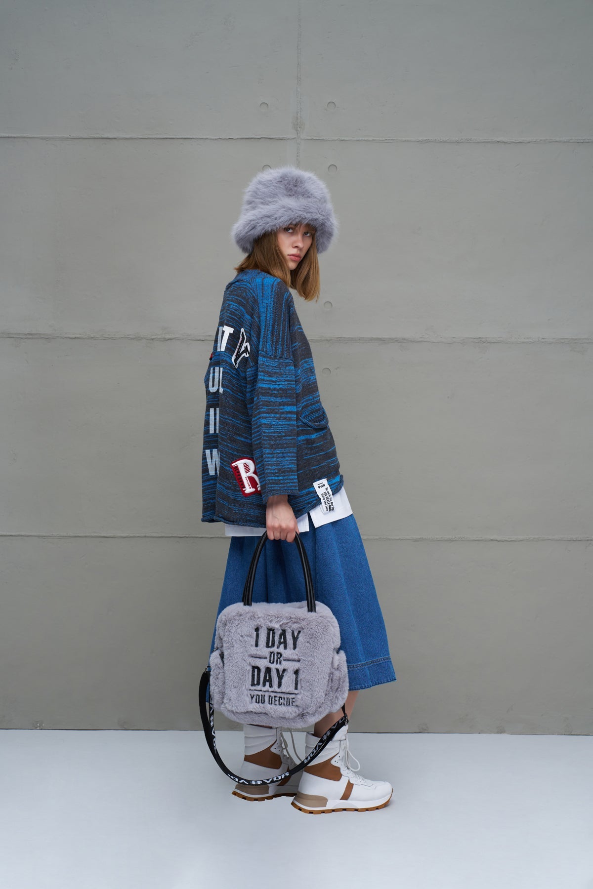 Anthracite Blue Knit Cardigan 18062