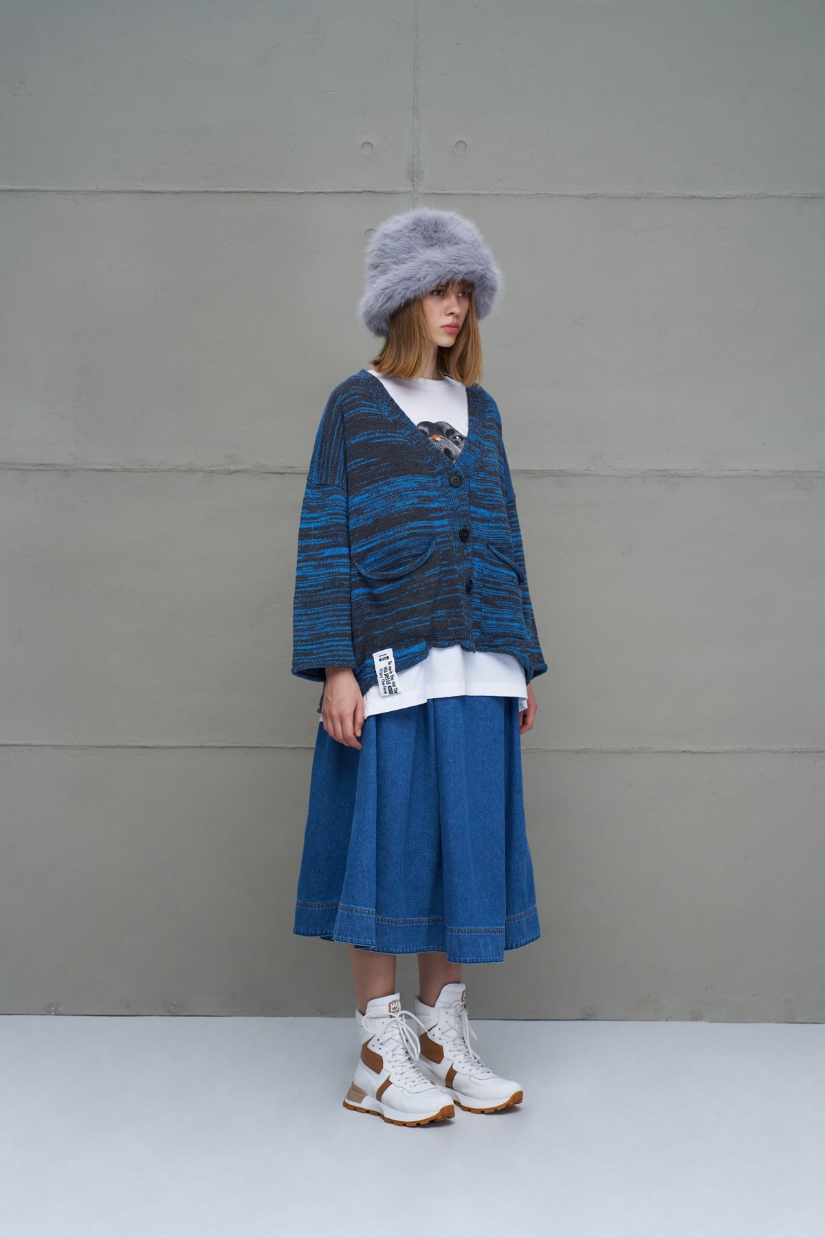 Anthracite Blue Knit Cardigan 18062