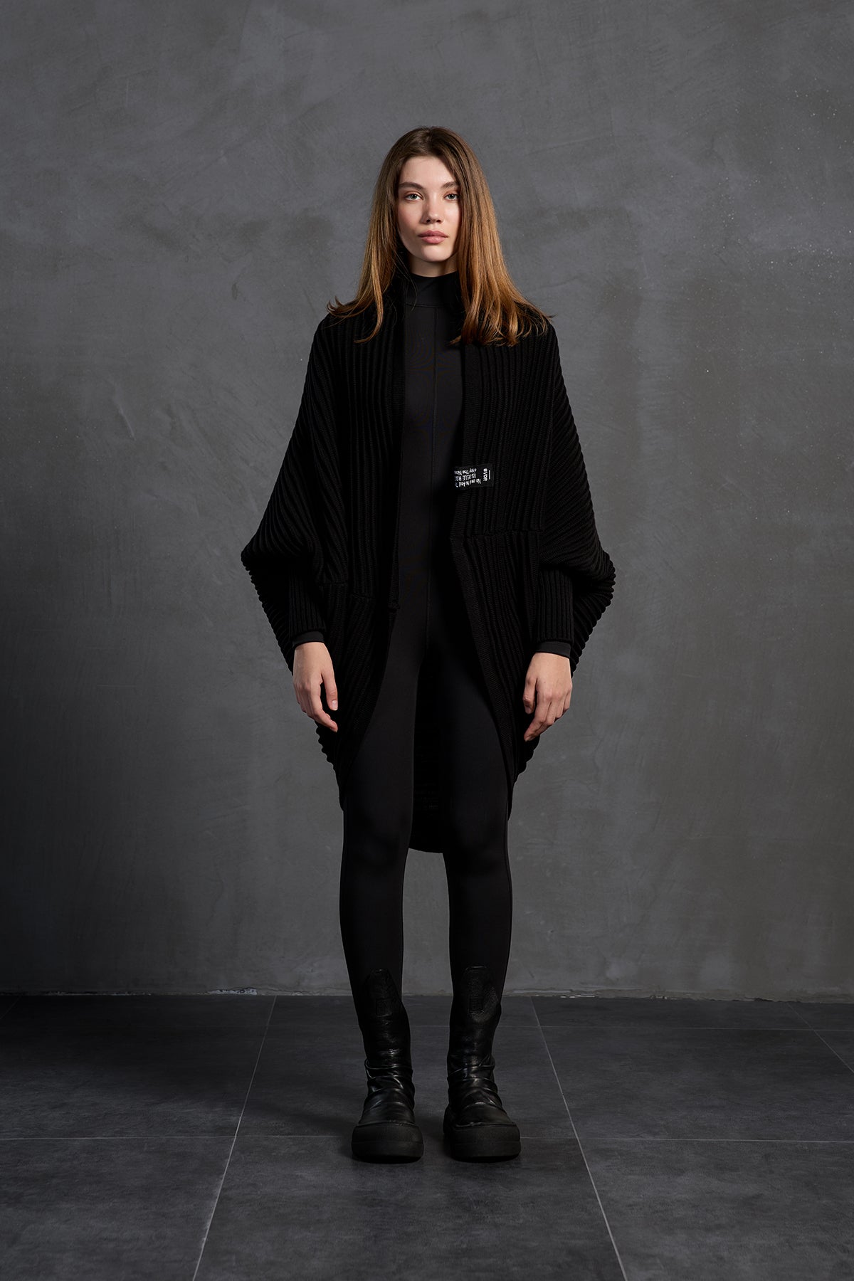 Black Oversized Knit Knit Cardigan 18072