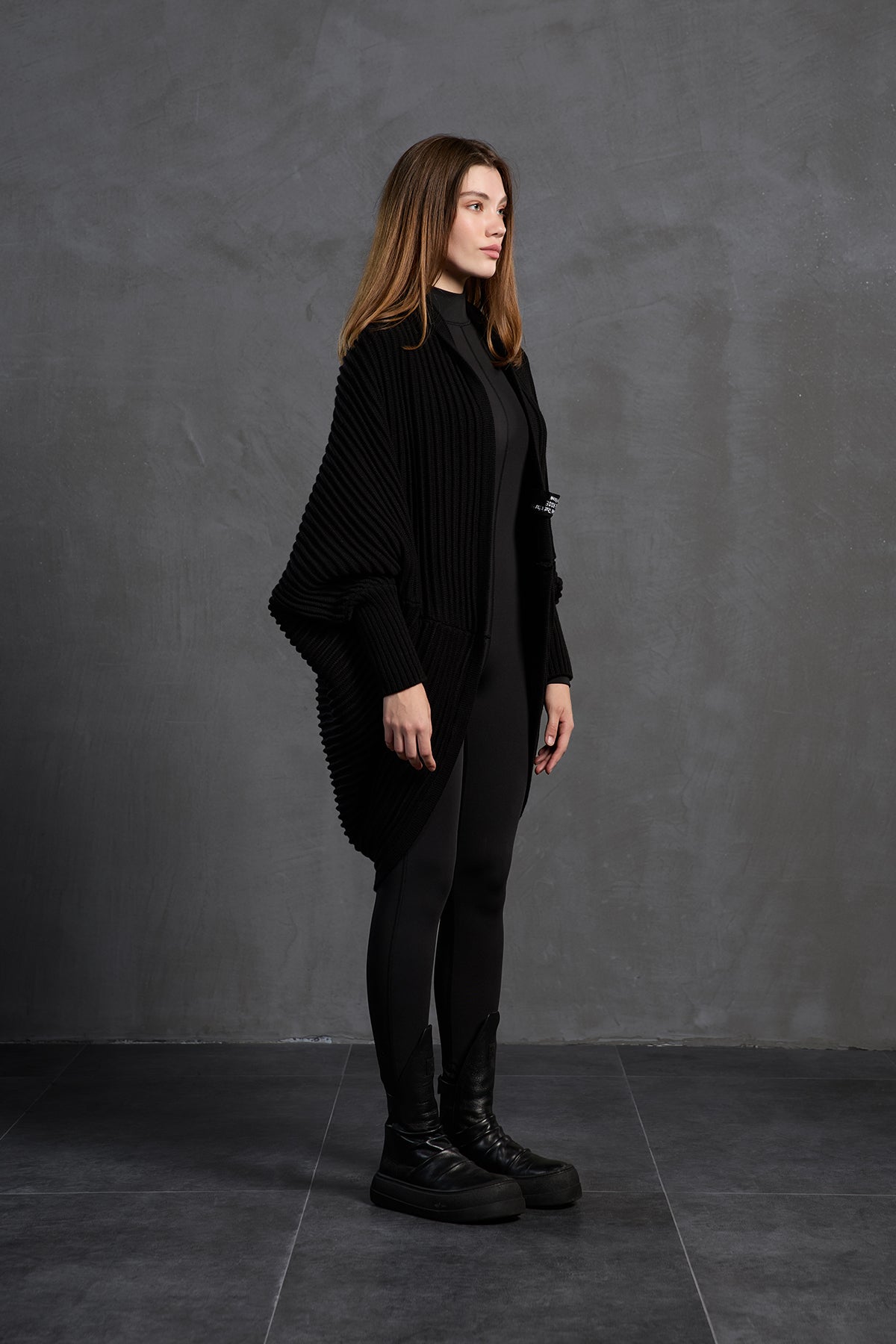 Black Oversized Knit Knit Cardigan 18072