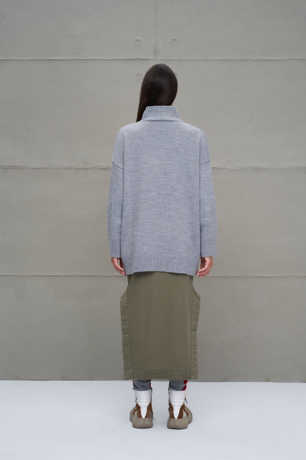 Grey Melange Knit Sweater 18075