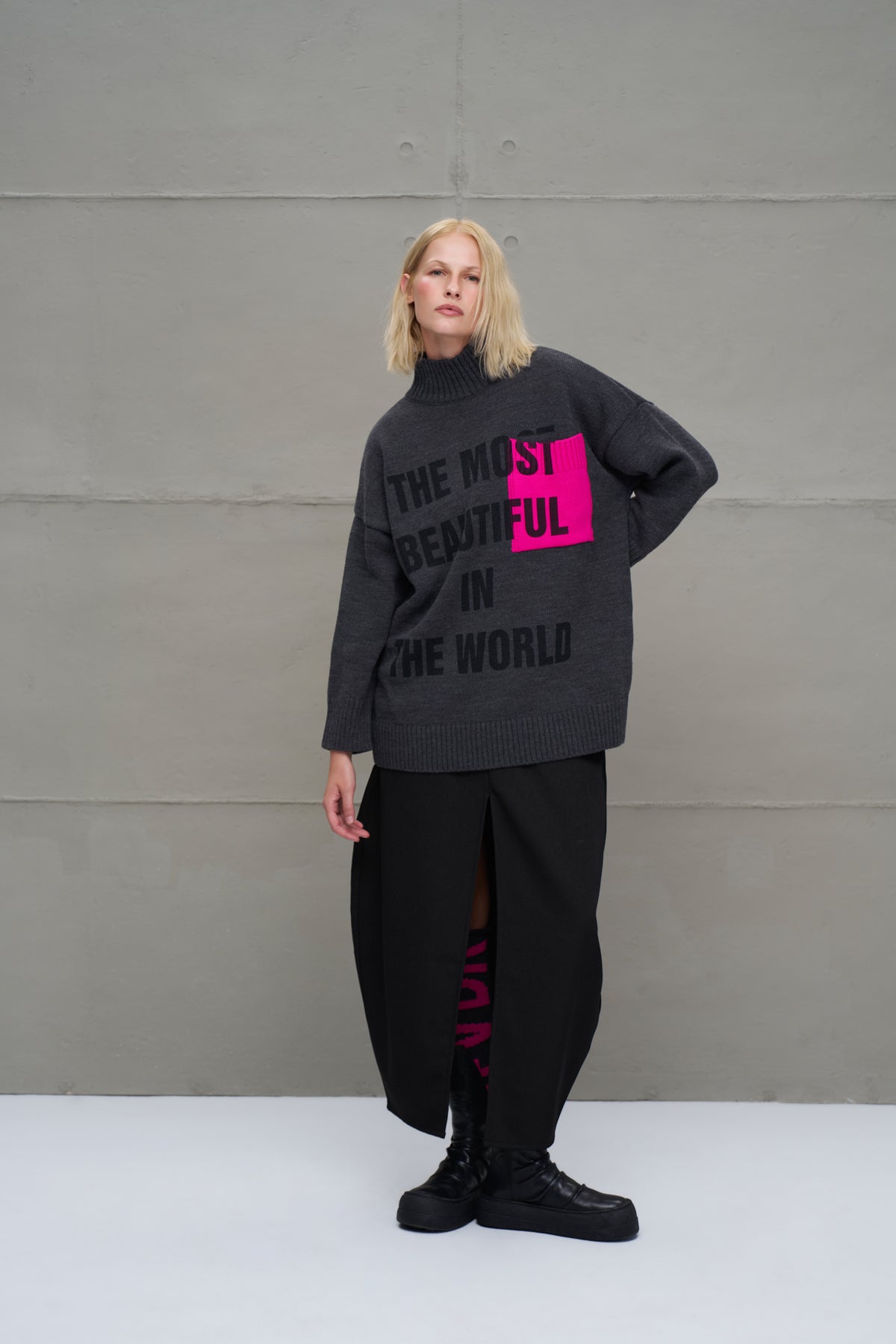 Anthracite Melange Knit Sweater 18075