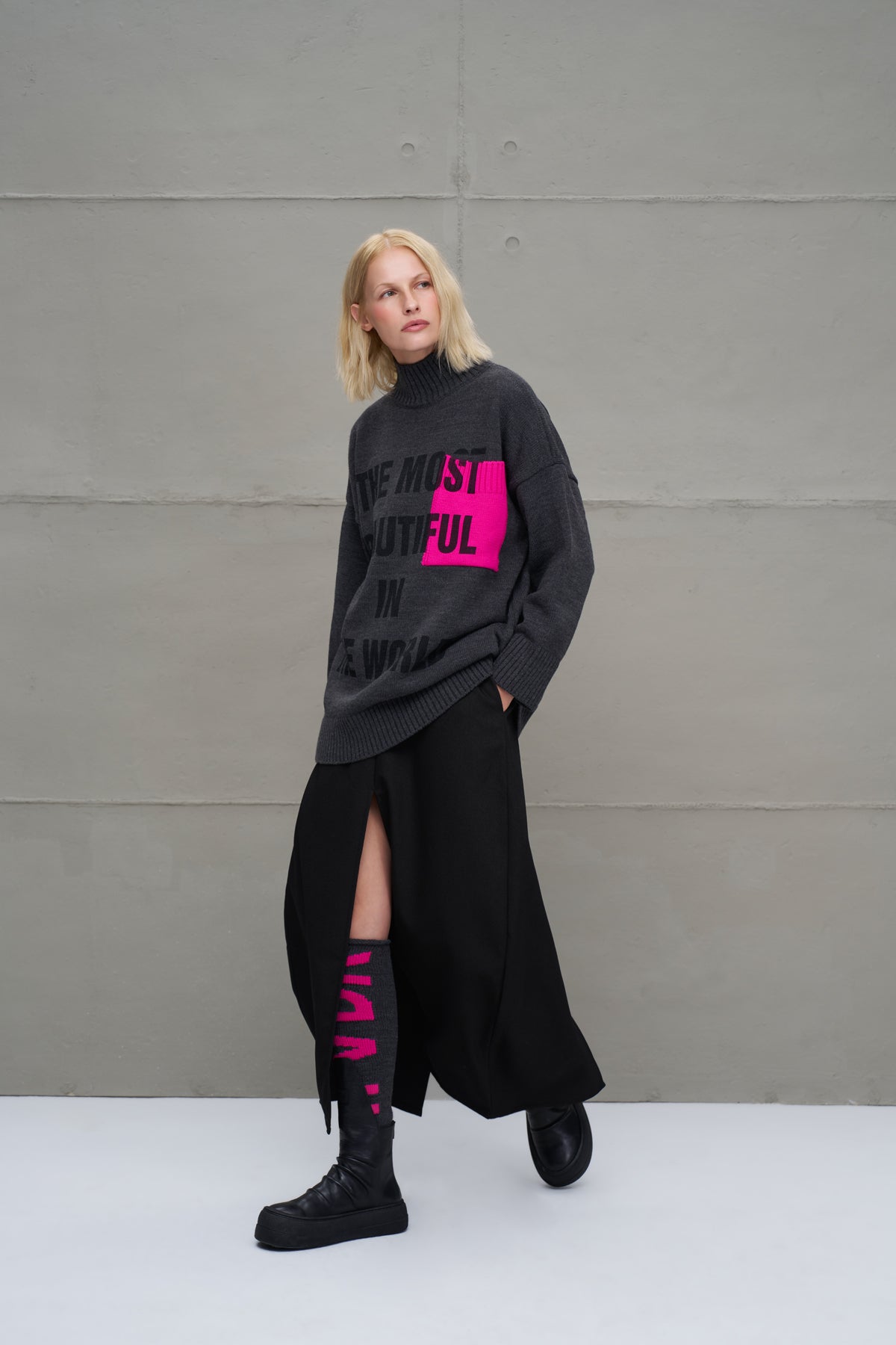 Anthracite Melange Knit Sweater 18075