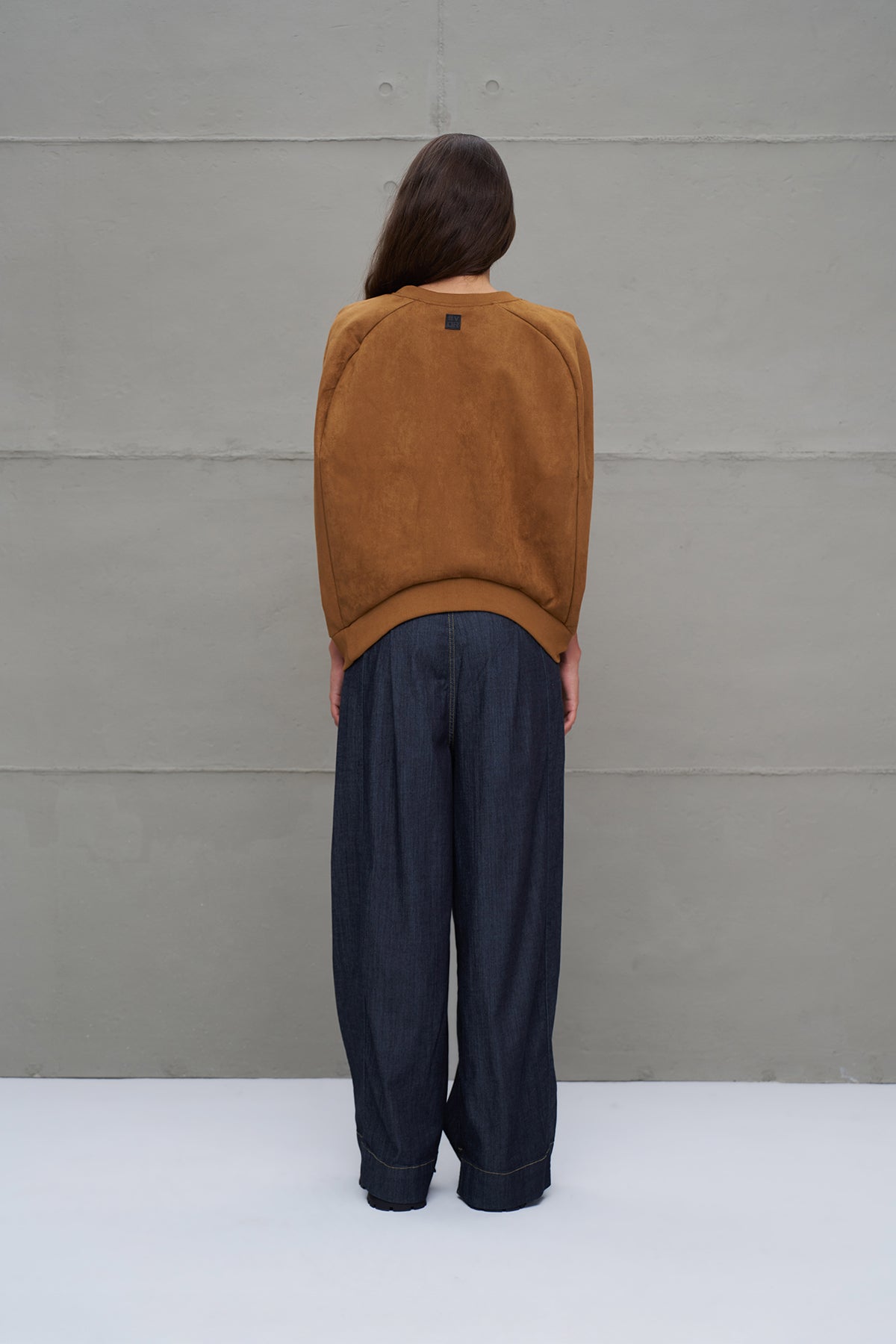 Blue Pleated Wide-leg Denim Trousers 18105