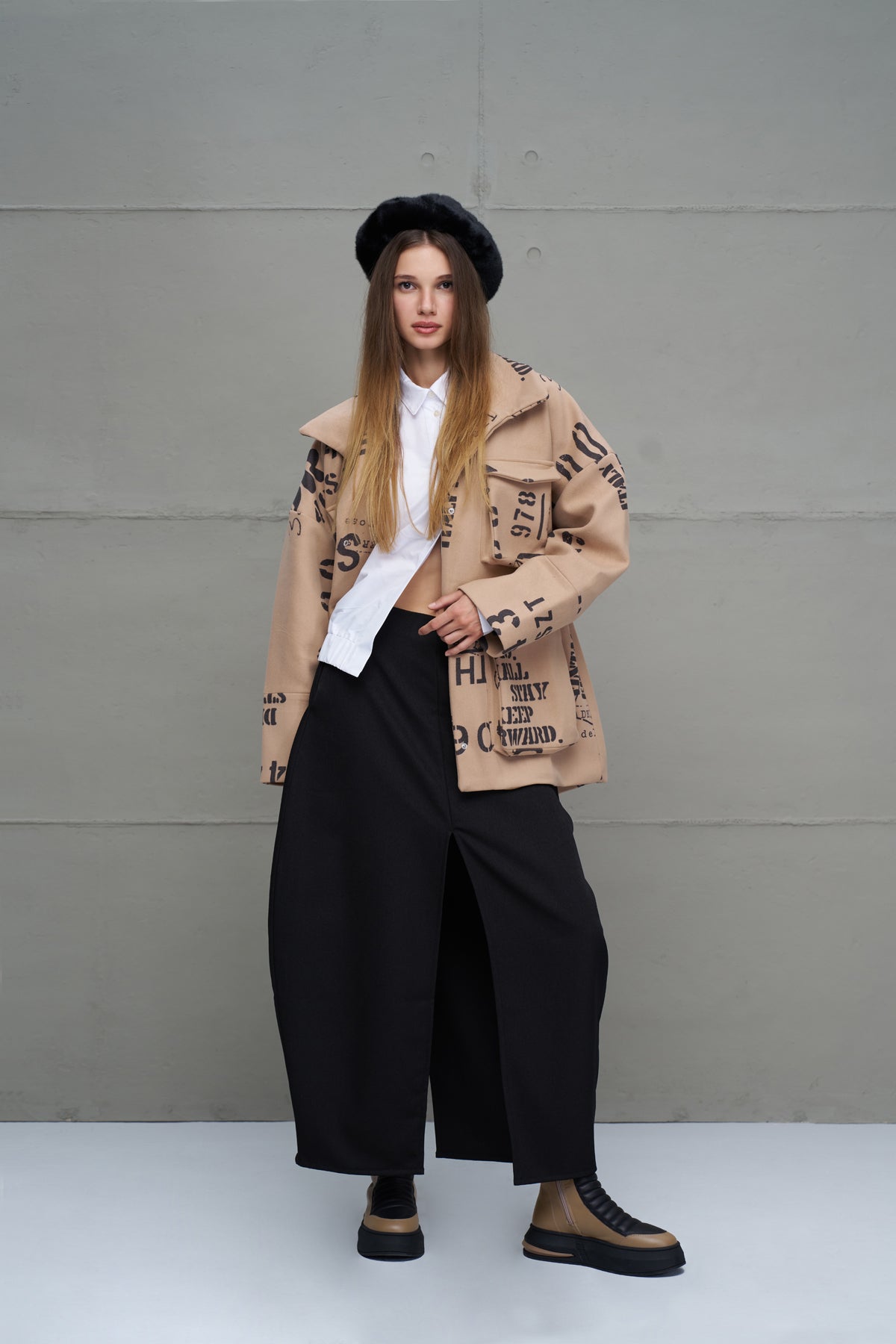Beige Black Jacket 18115