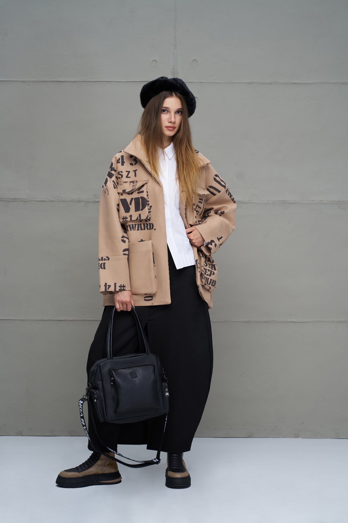 Beige Black Jacket 18115
