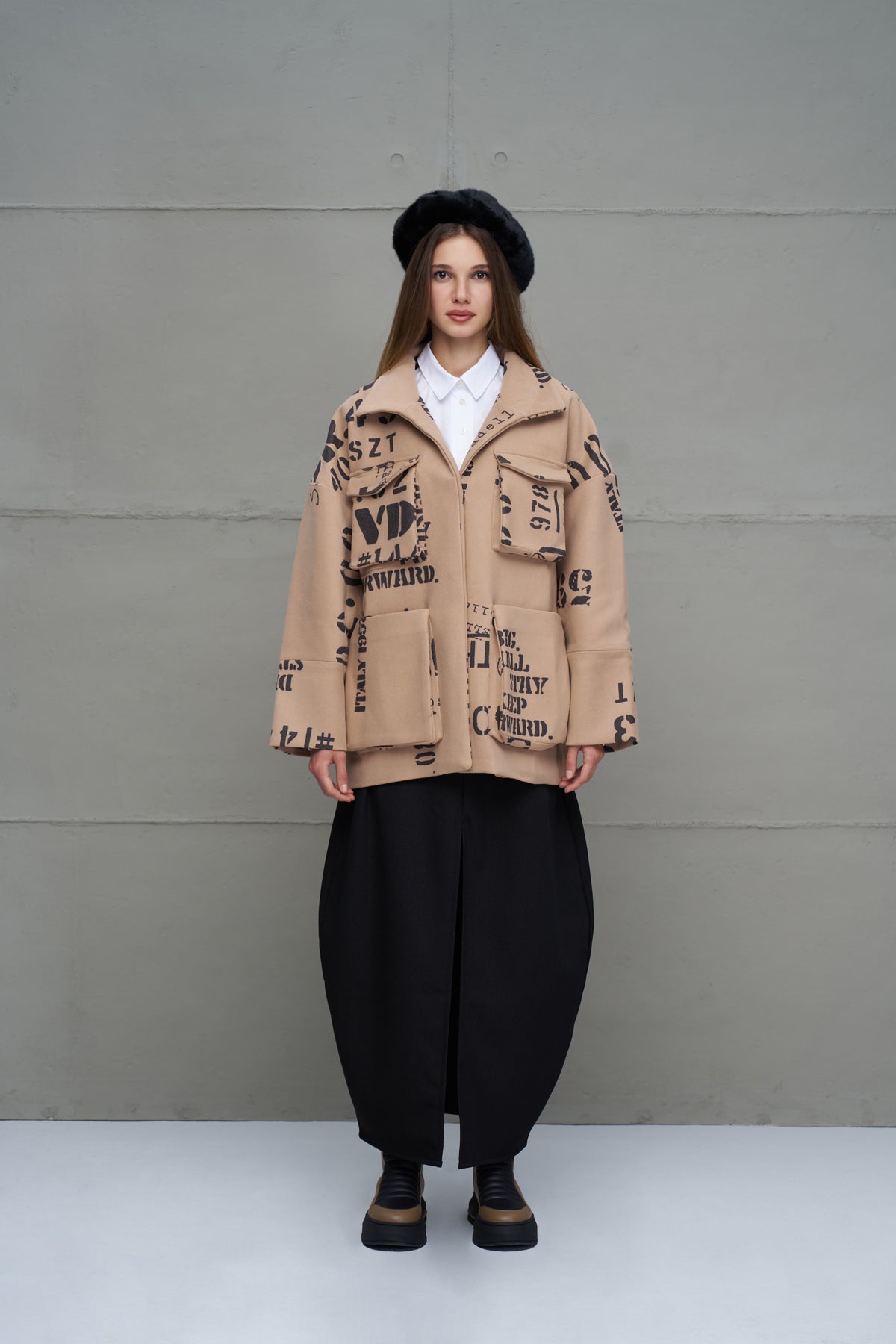 Beige Black Jacket 18115