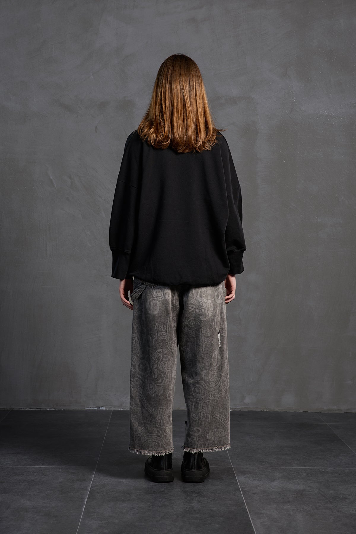 Black Shawl-detail Oversized Sweatshirt 18162