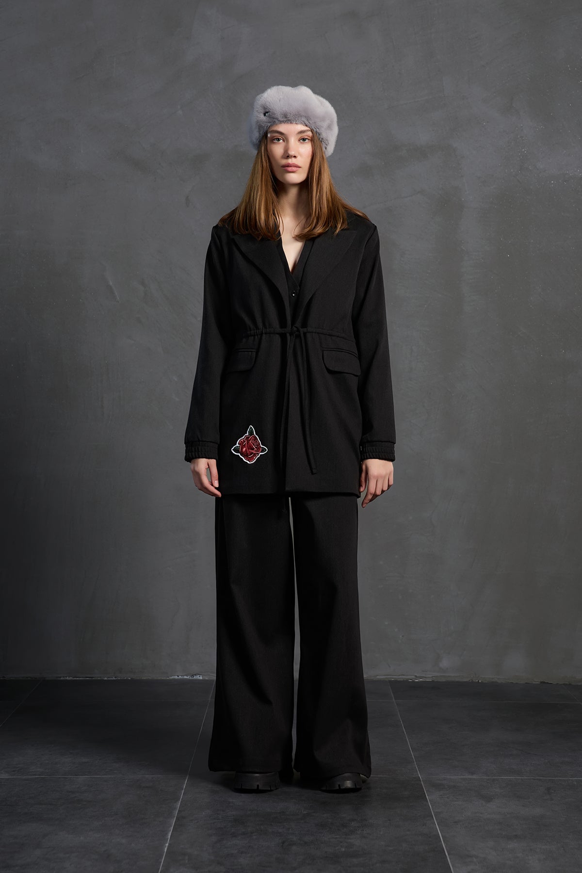 Black Printed Jacket 18211