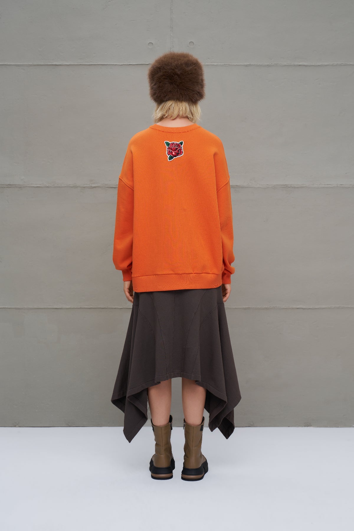 Orange Pop-art Printed Oversized Sweatshirt 18216