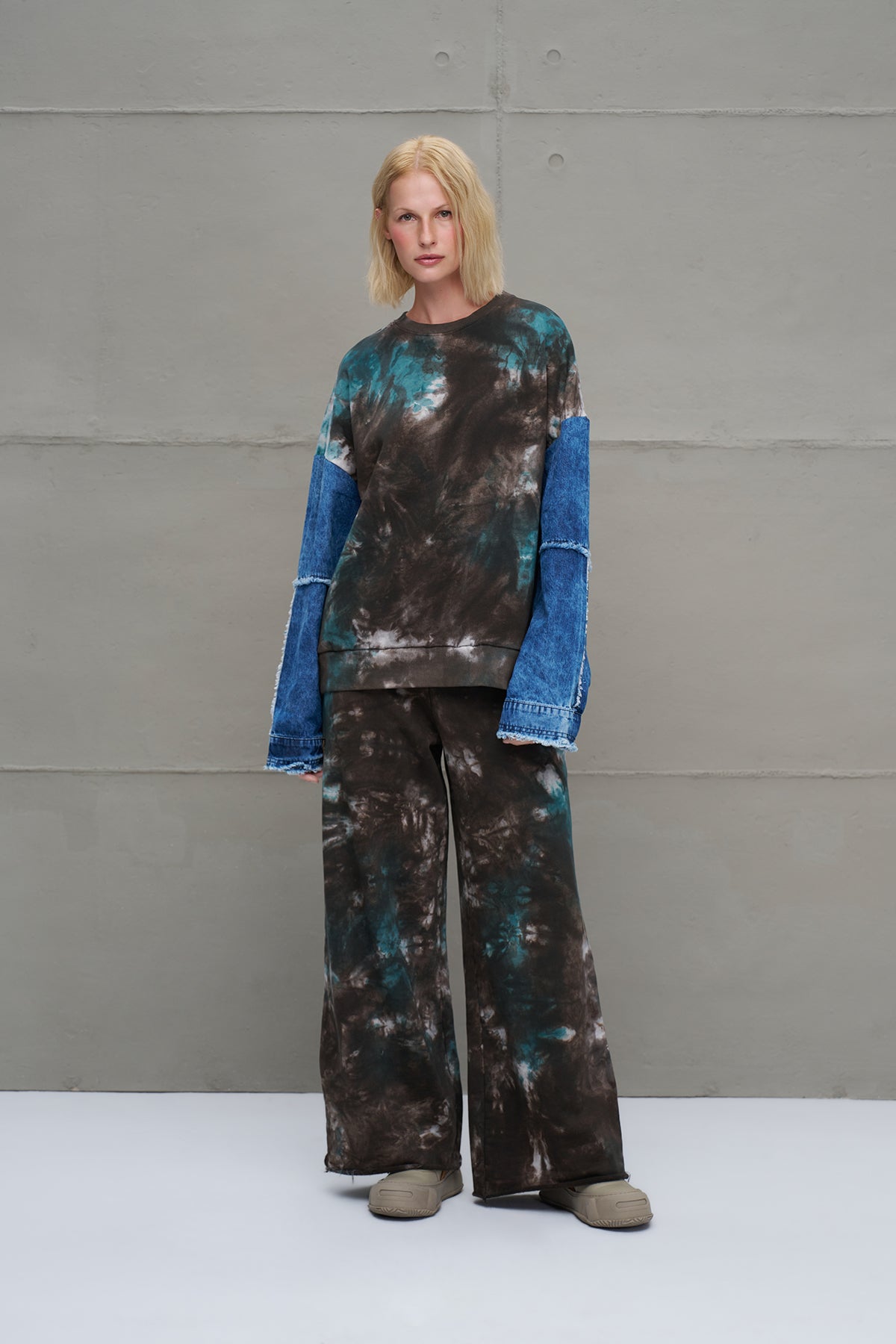 Brown Green Tie-dye Oversized Trousers 18222