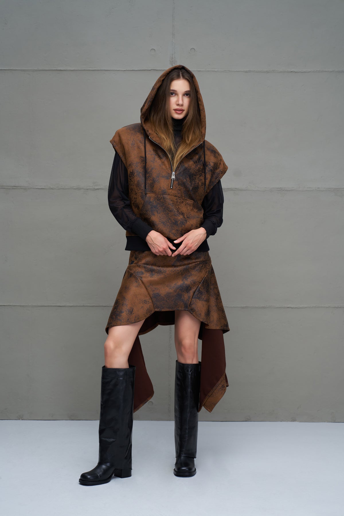 Camel Black Skirt 18226
