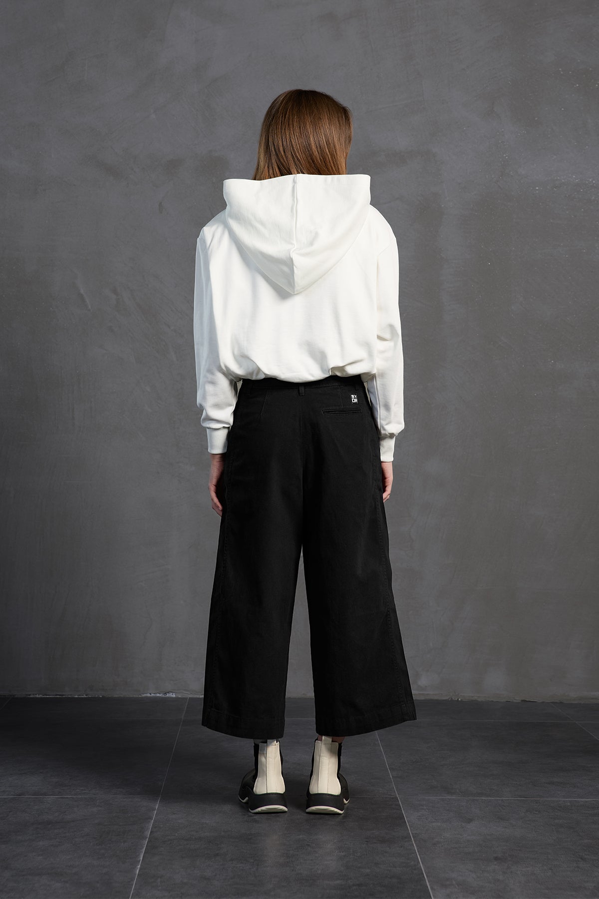 Off White Crop Hooded Sweatshirt 18259